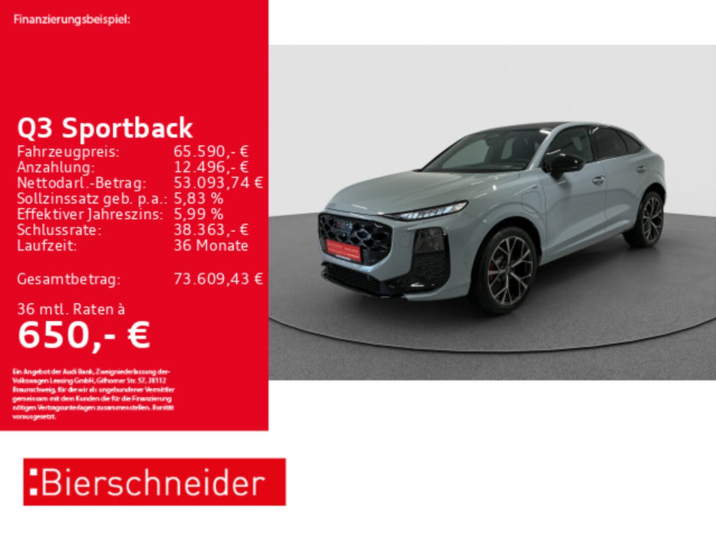 Bild über Audi Q3 Sportback e-hybrid e-hybrid 200 kW S tronic - für weitere Informationen kontaktieren Sie den Audi Partner