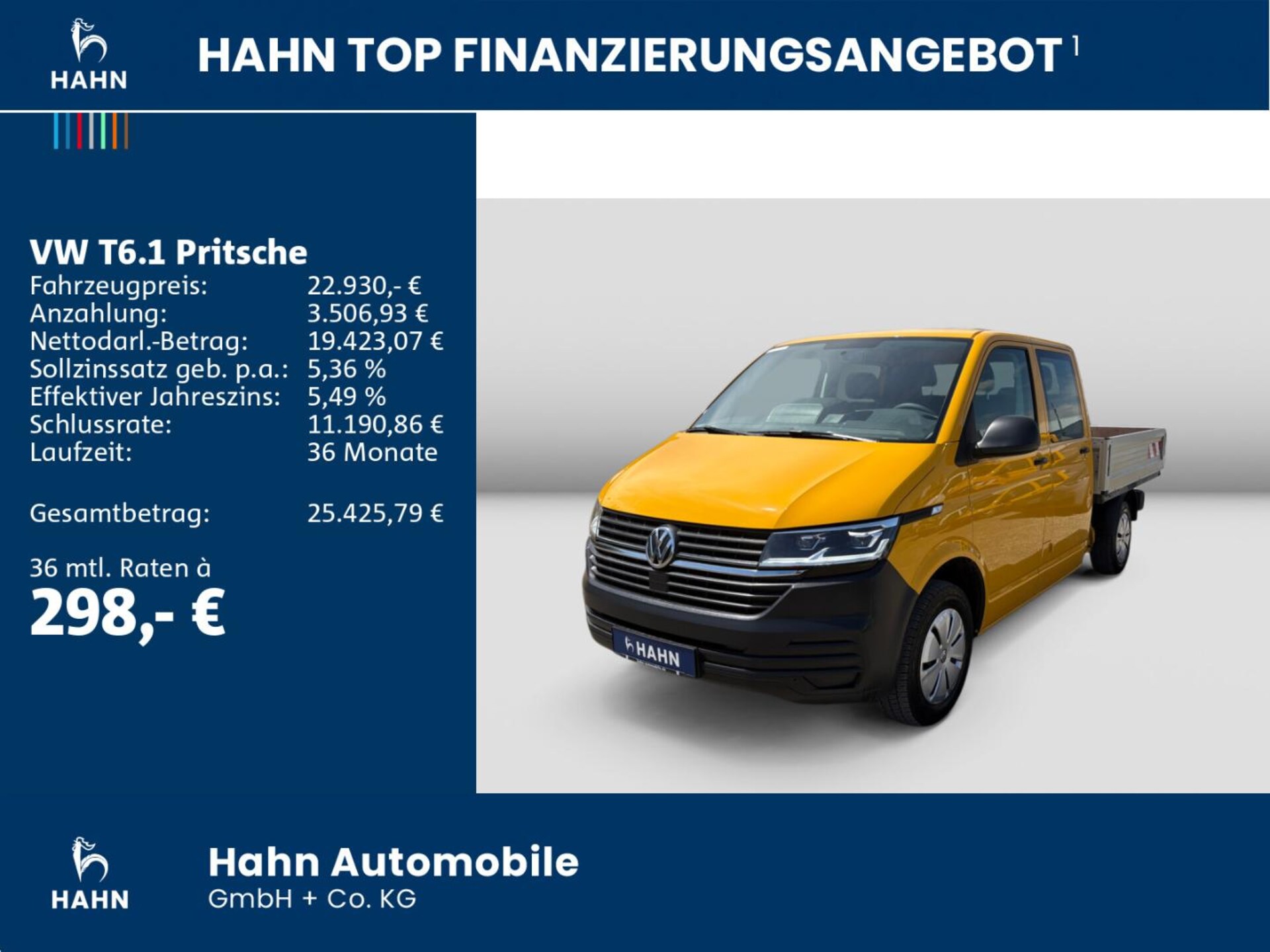 Volkswagen T6.1 Transporter Pritschenwagen Doppelkabine