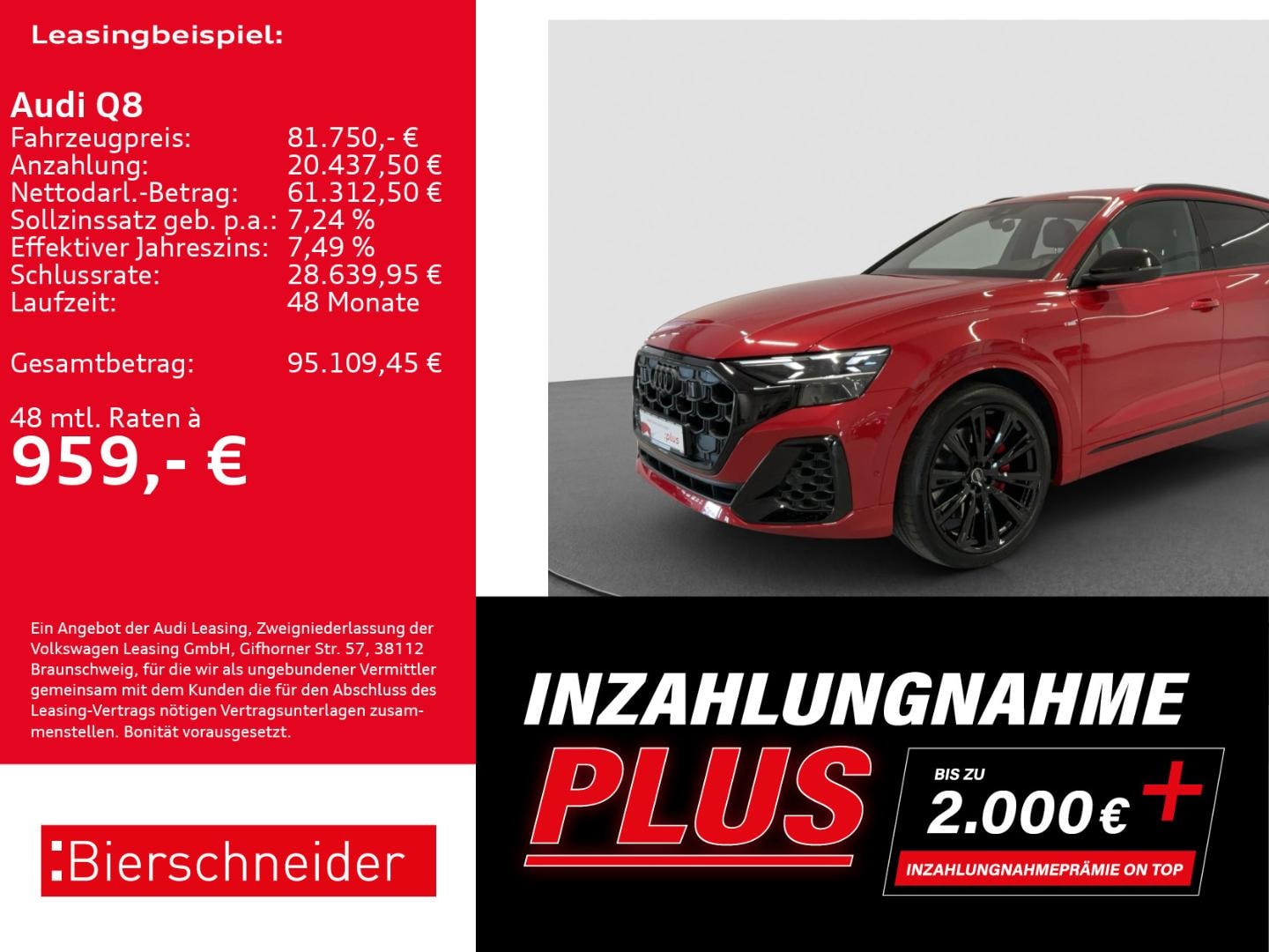 Bild über Audi Q8 SUV TFSI e S line business TFSI e quattro 290 kW tiptronic - für weitere Informationen kontaktieren Sie den Audi Partner