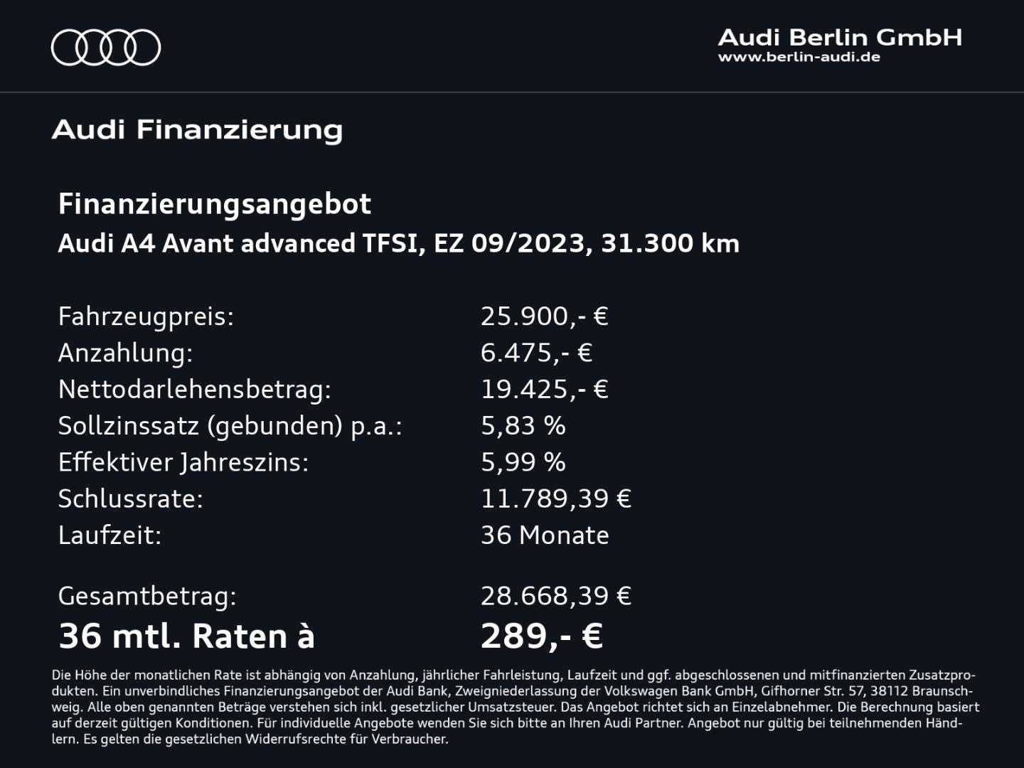 Bild über Audi A4 Avant advanced 35 TFSI S tronic - für weitere Informationen kontaktieren Sie den Audi Partner