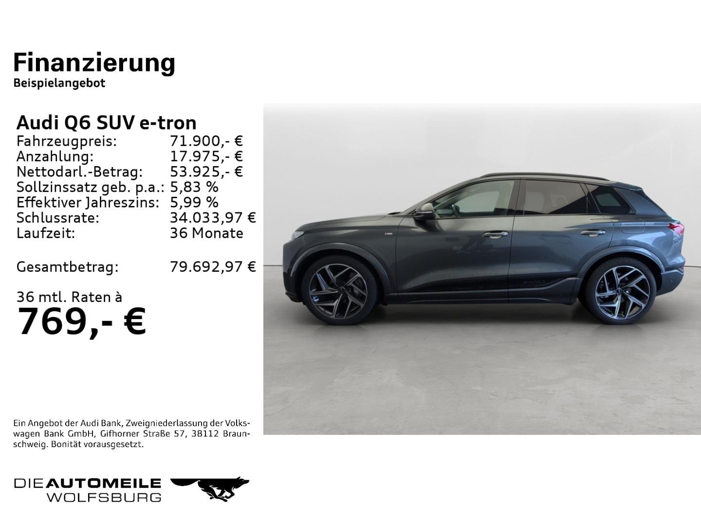 Bild über Audi Q6 SUV e-tron e-tron quattro - für weitere Informationen kontaktieren Sie den Audi Partner