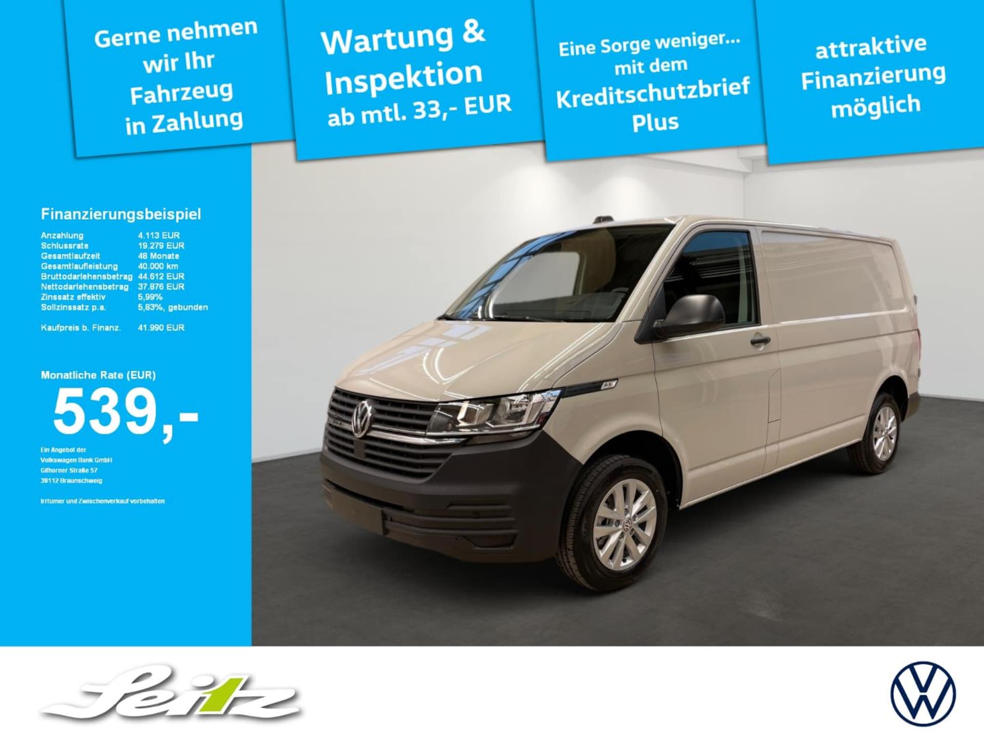 Volkswagen T6.1 Transporter Kasten kurzer Radstand