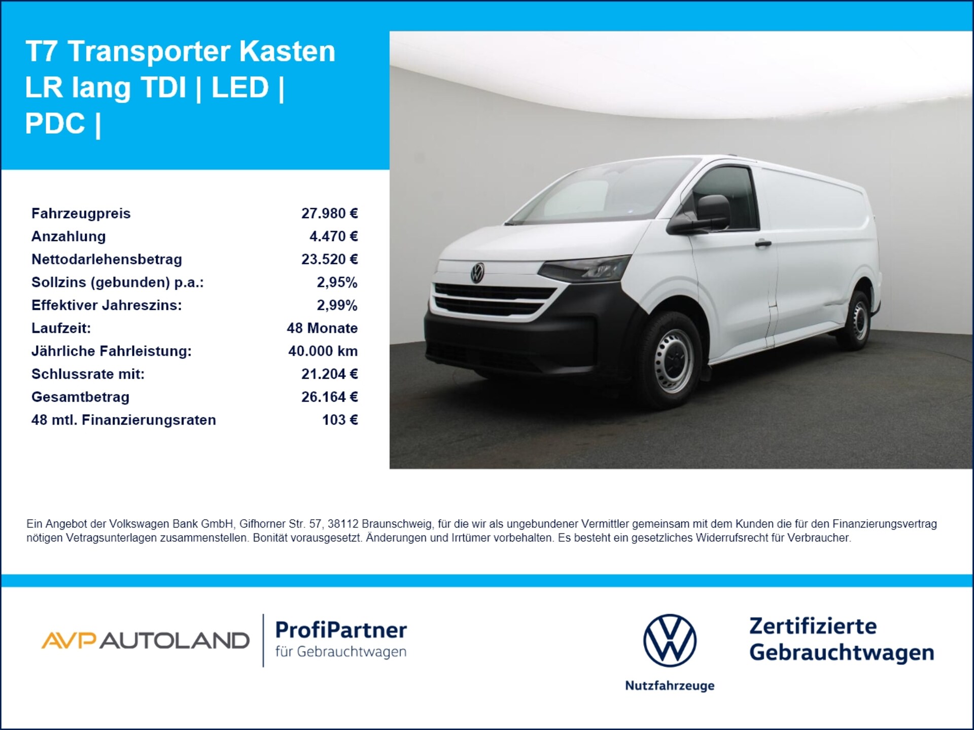 Volkswagen Transporter Kasten langer Radstand