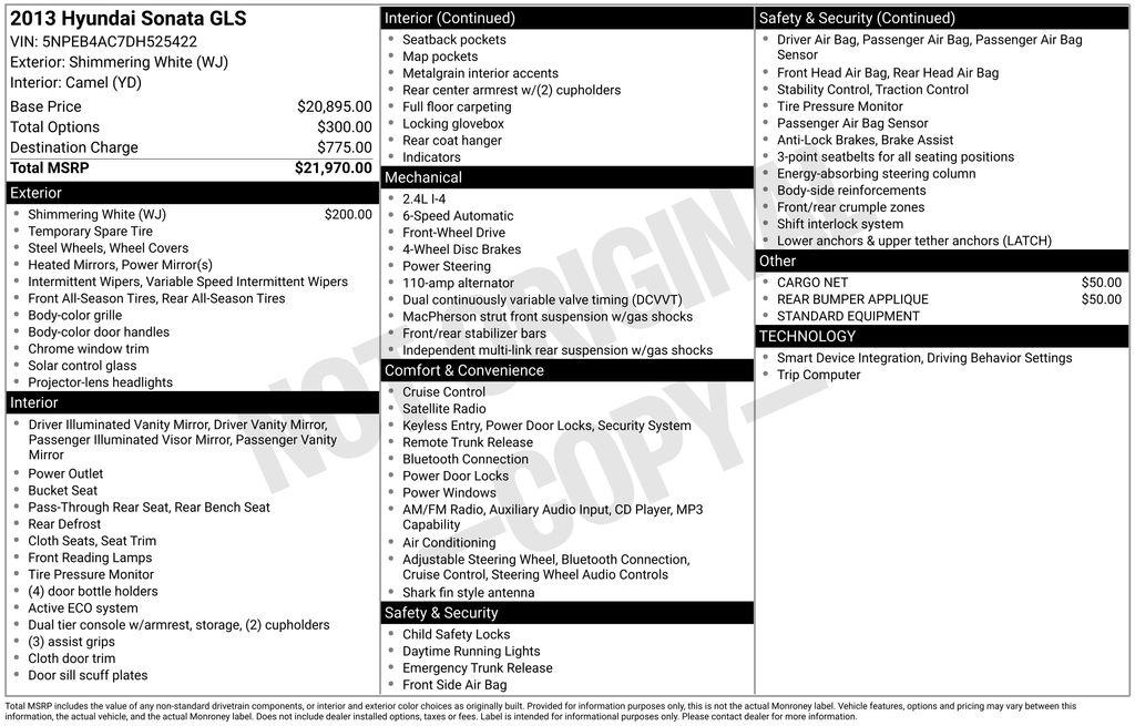 2013 Hyundai Sonata GLS I4 A/T's photo