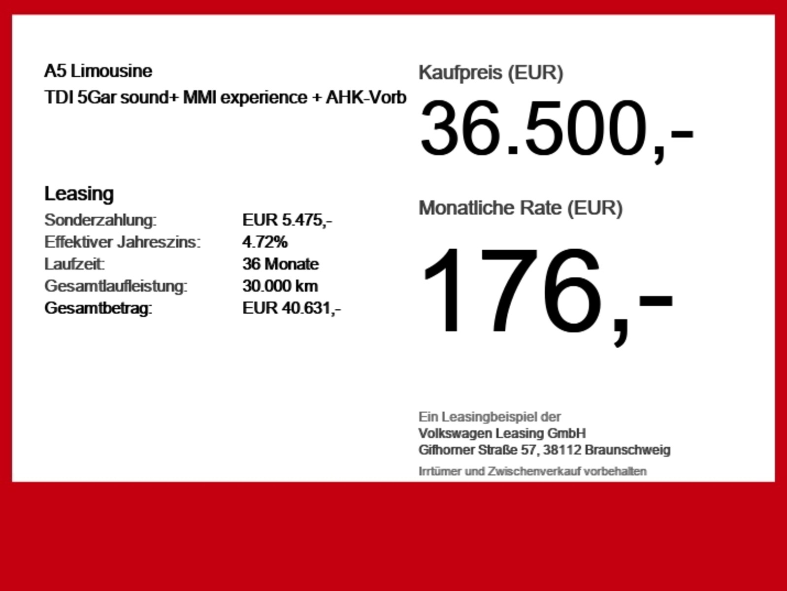 Audi A5 Limousine – Bild 6