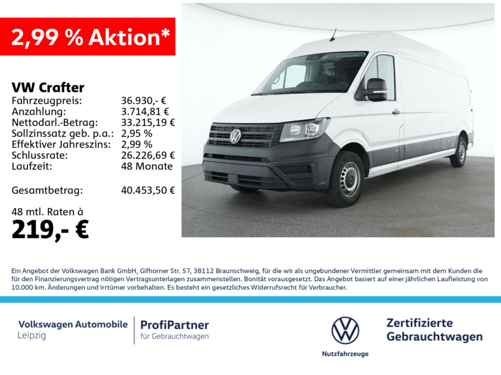 Volkswagen Crafter Kasten langer Radstand