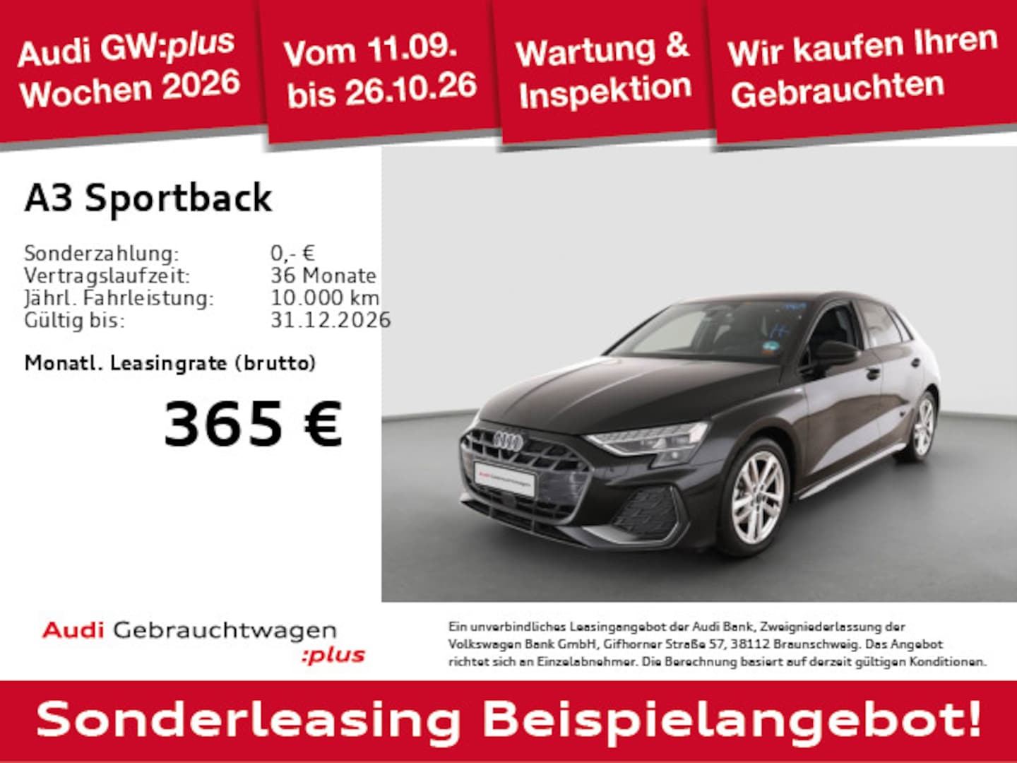 Bild über Audi A3 Sportback TFSI 110 kW S tronic - für weitere Informationen kontaktieren Sie den Audi Partner