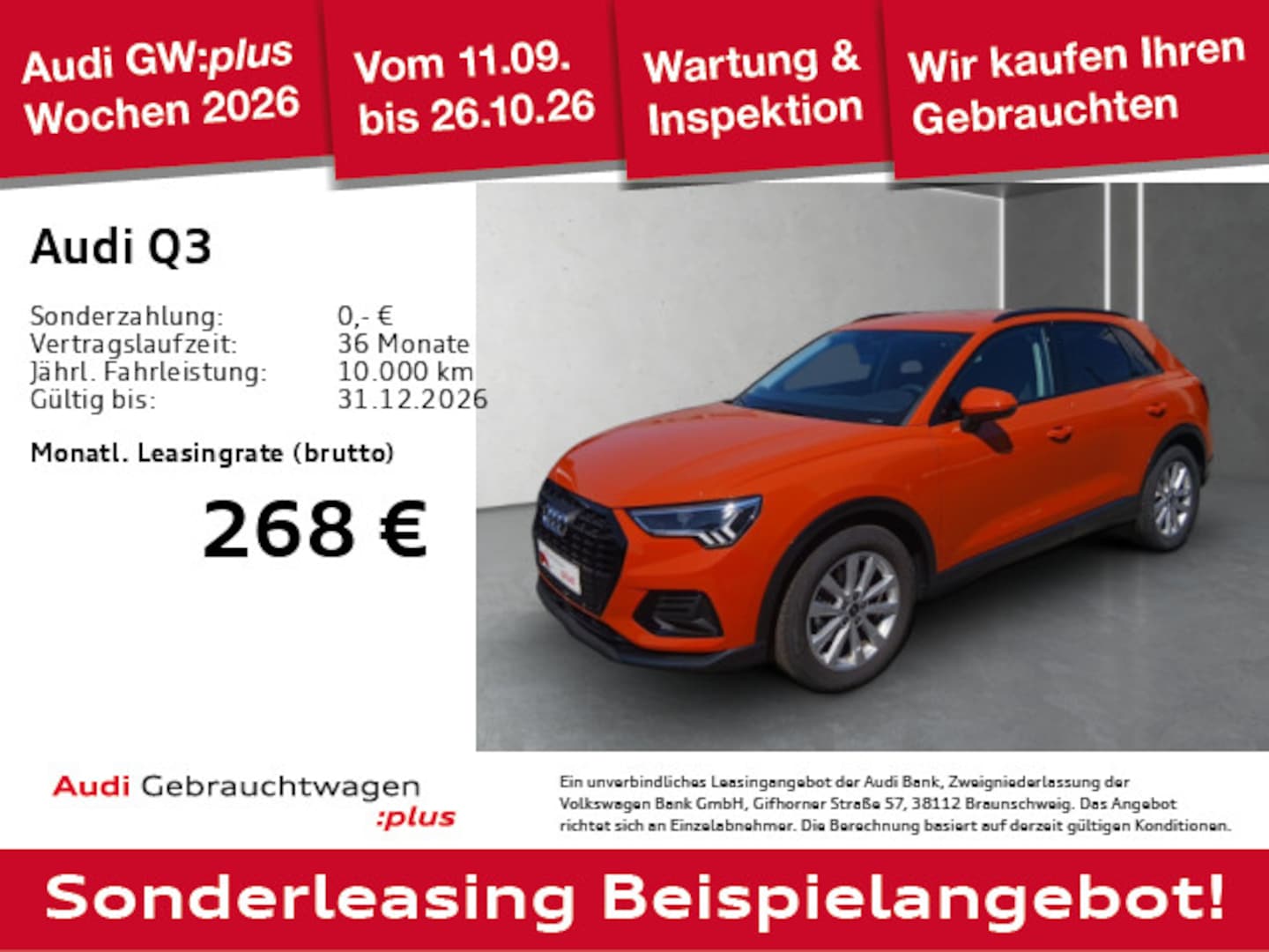 Bild über Audi Q3 TFSI 110 kW S tronic - für weitere Informationen kontaktieren Sie den Audi Partner