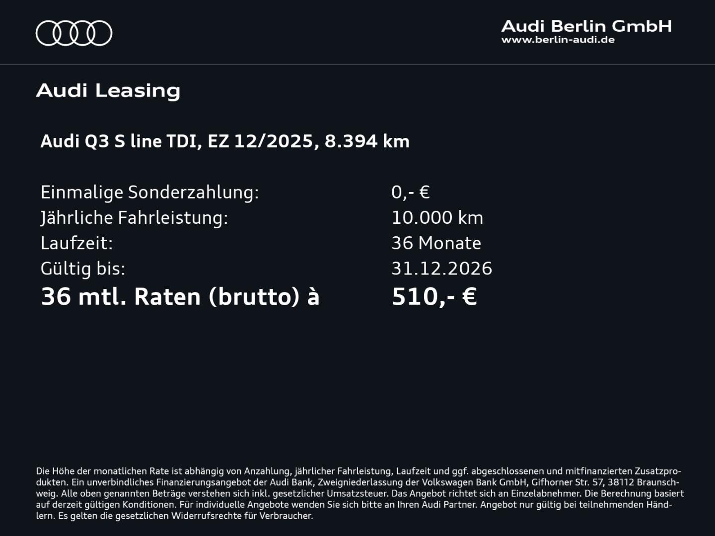Bild über Audi Q3 TDI quattro 142 kW S tronic - für weitere Informationen kontaktieren Sie den Audi Partner