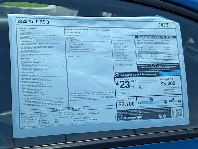 2026 Audi RS3 Sedan