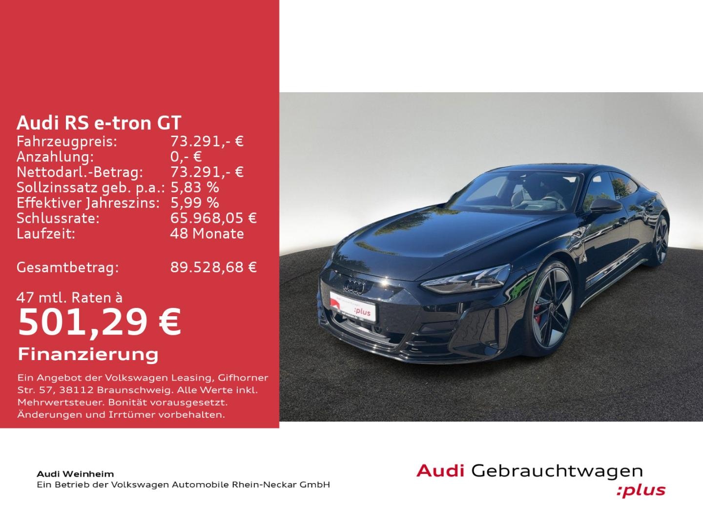 Bild über Audi RS e-tron GT e-tron quattro - für weitere Informationen kontaktieren Sie den Audi Partner