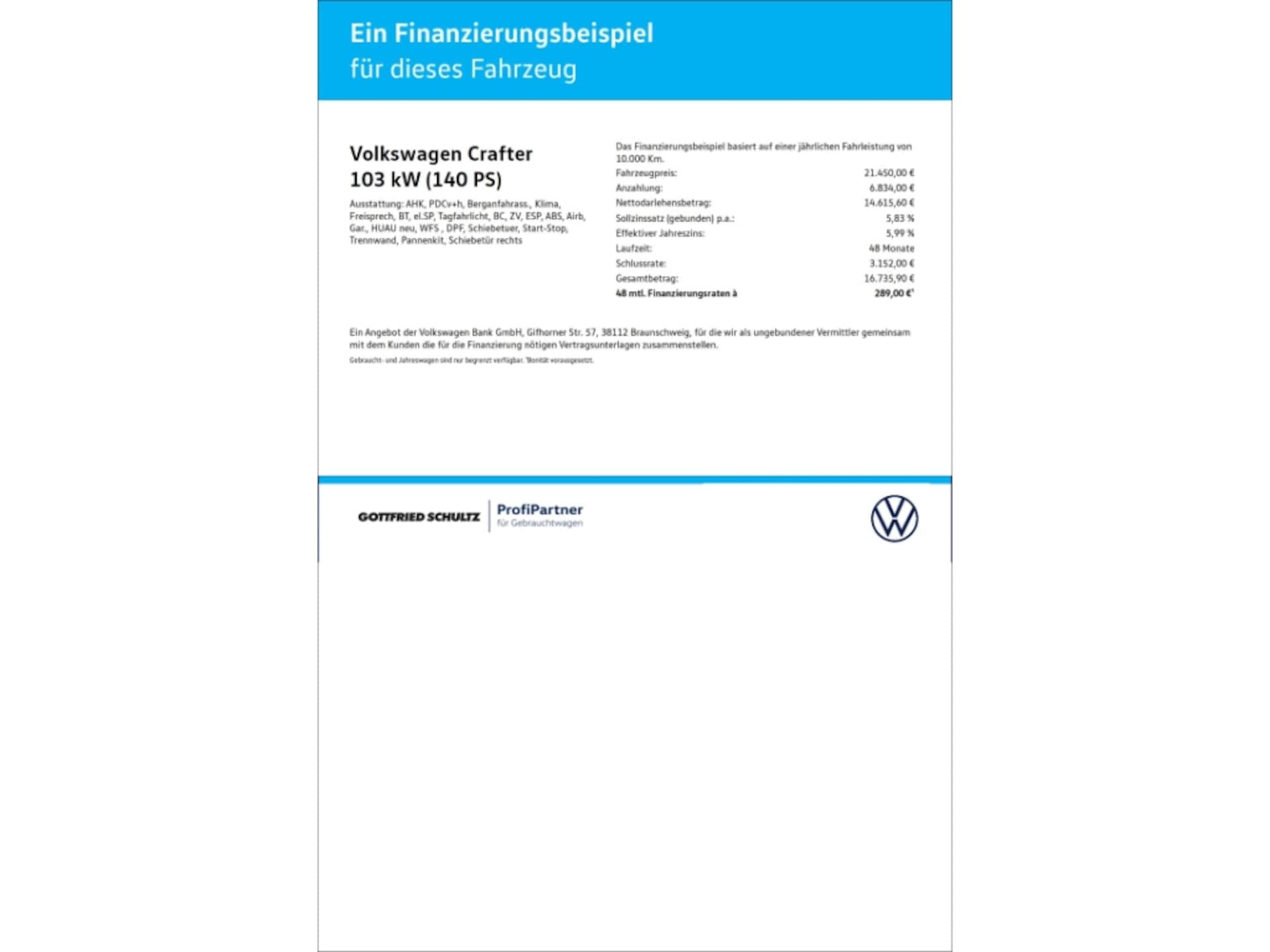 Volkswagen Crafter Kasten mittlerer Radstand