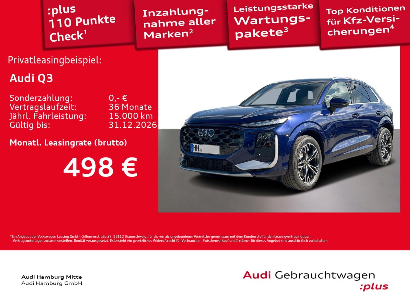 Bild über Audi Q3 SUV TDI 110 kW S tronic - für weitere Informationen kontaktieren Sie den Audi Partner