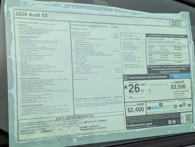 2026 Audi S3 Sedan