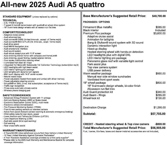 Photo of 2025 Audi A5 Sedan