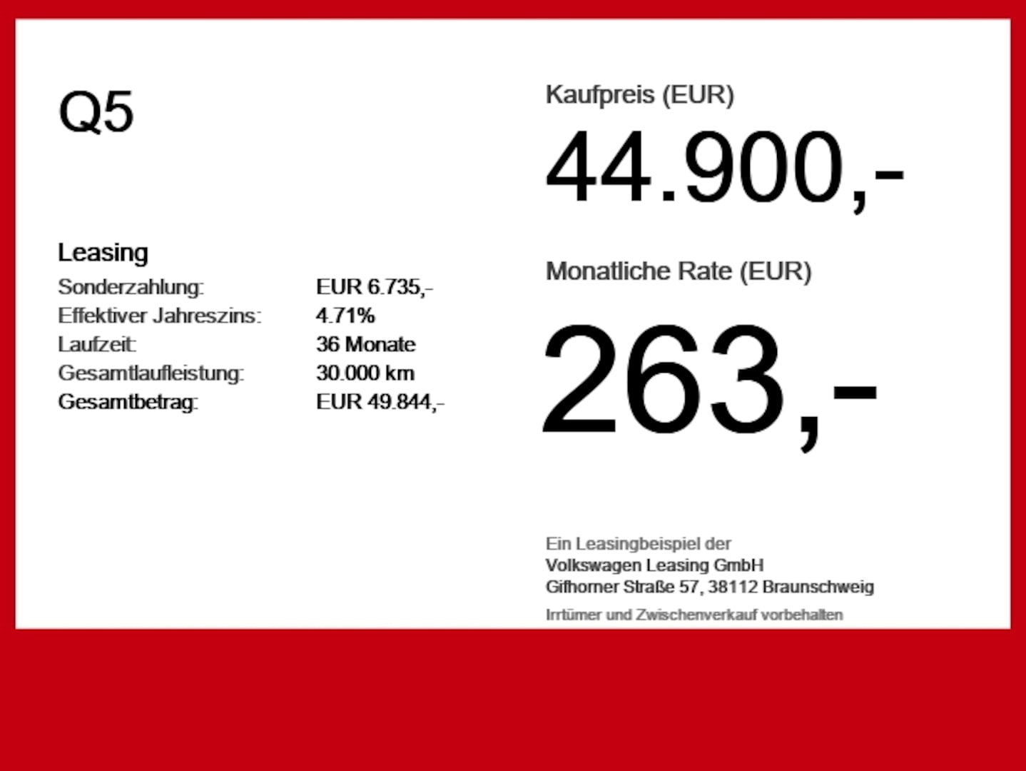 Bild über Audi Q5 SUV TFSI 150 kW S tronic - für weitere Informationen kontaktieren Sie den Audi Partner