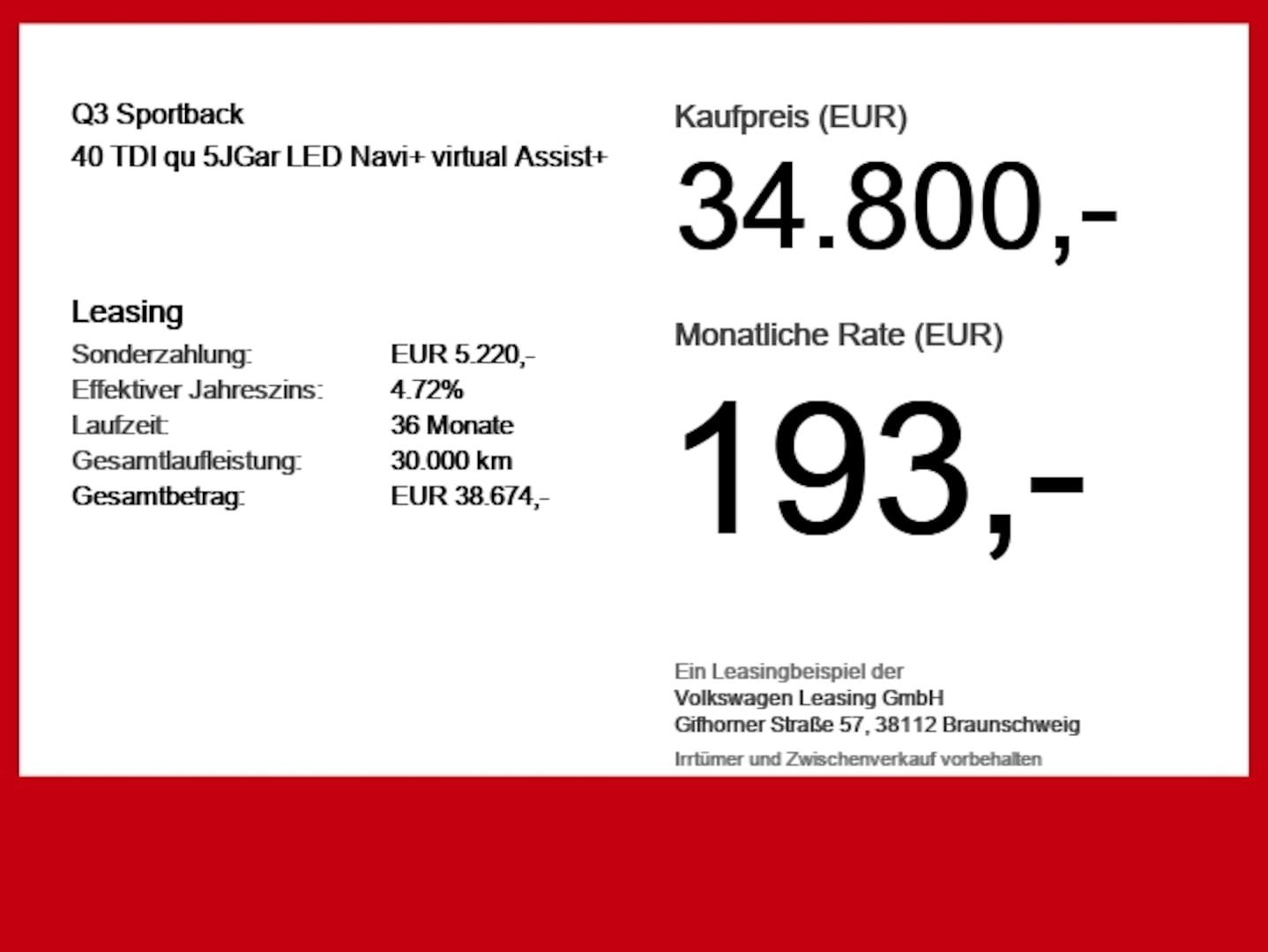 Bild über Audi Q3 Sportback 40 TDI quattro S tronic - für weitere Informationen kontaktieren Sie den Audi Partner