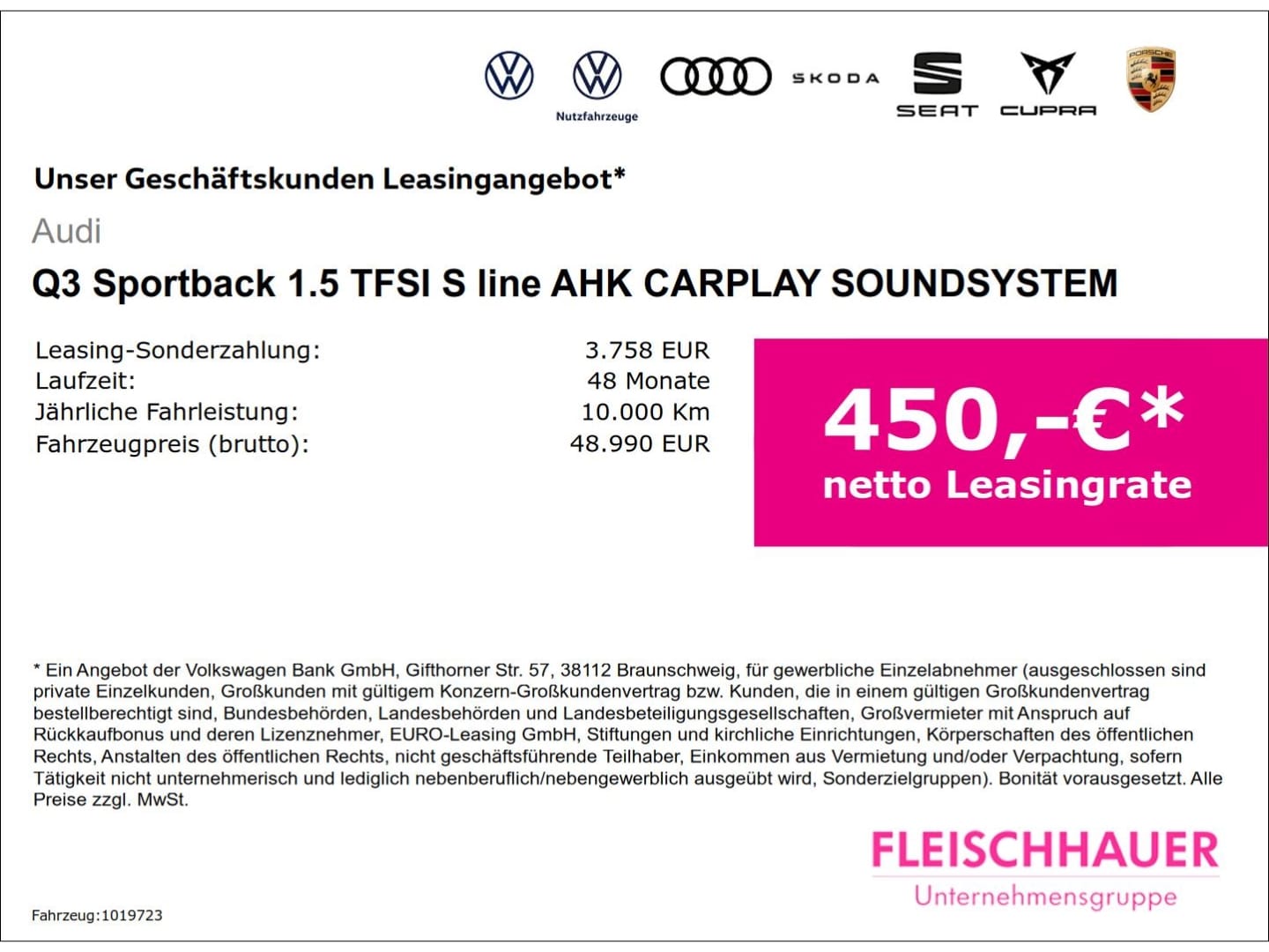 Bild über Audi Q3 Sportback TFSI 110 kW S tronic - für weitere Informationen kontaktieren Sie den Audi Partner