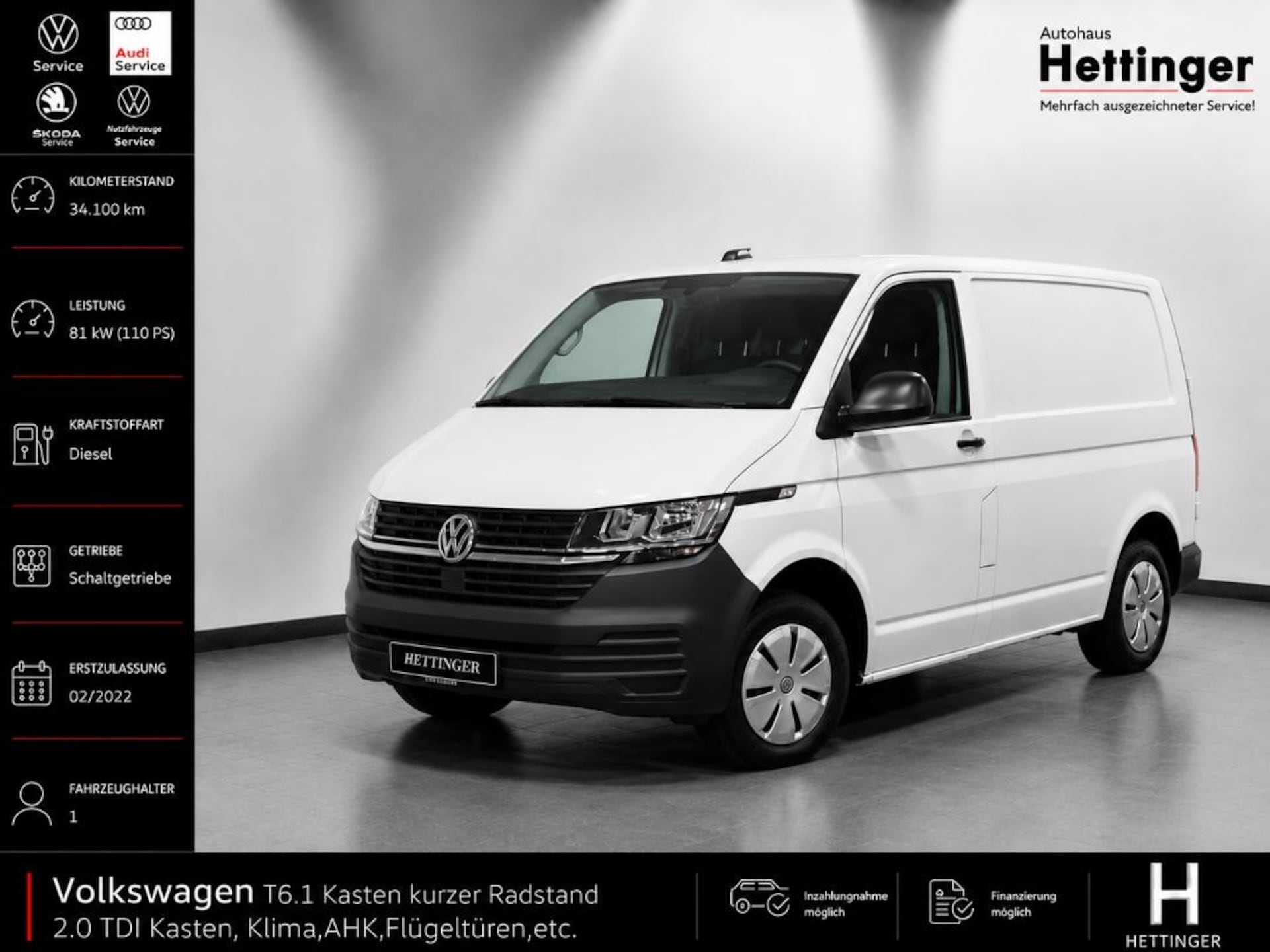 Volkswagen T6.1 Transporter Kasten kurzer Radstand