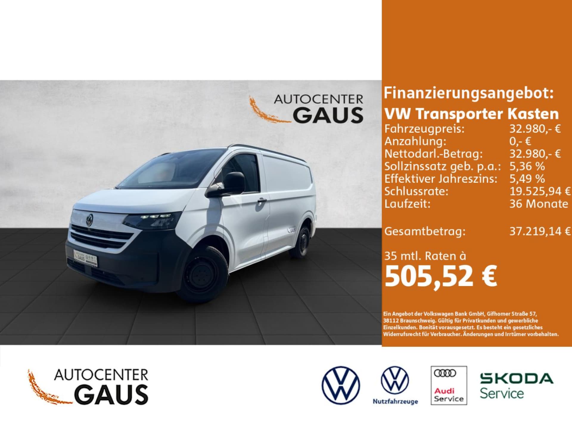 Volkswagen Transporter Kasten kurzer Radstand