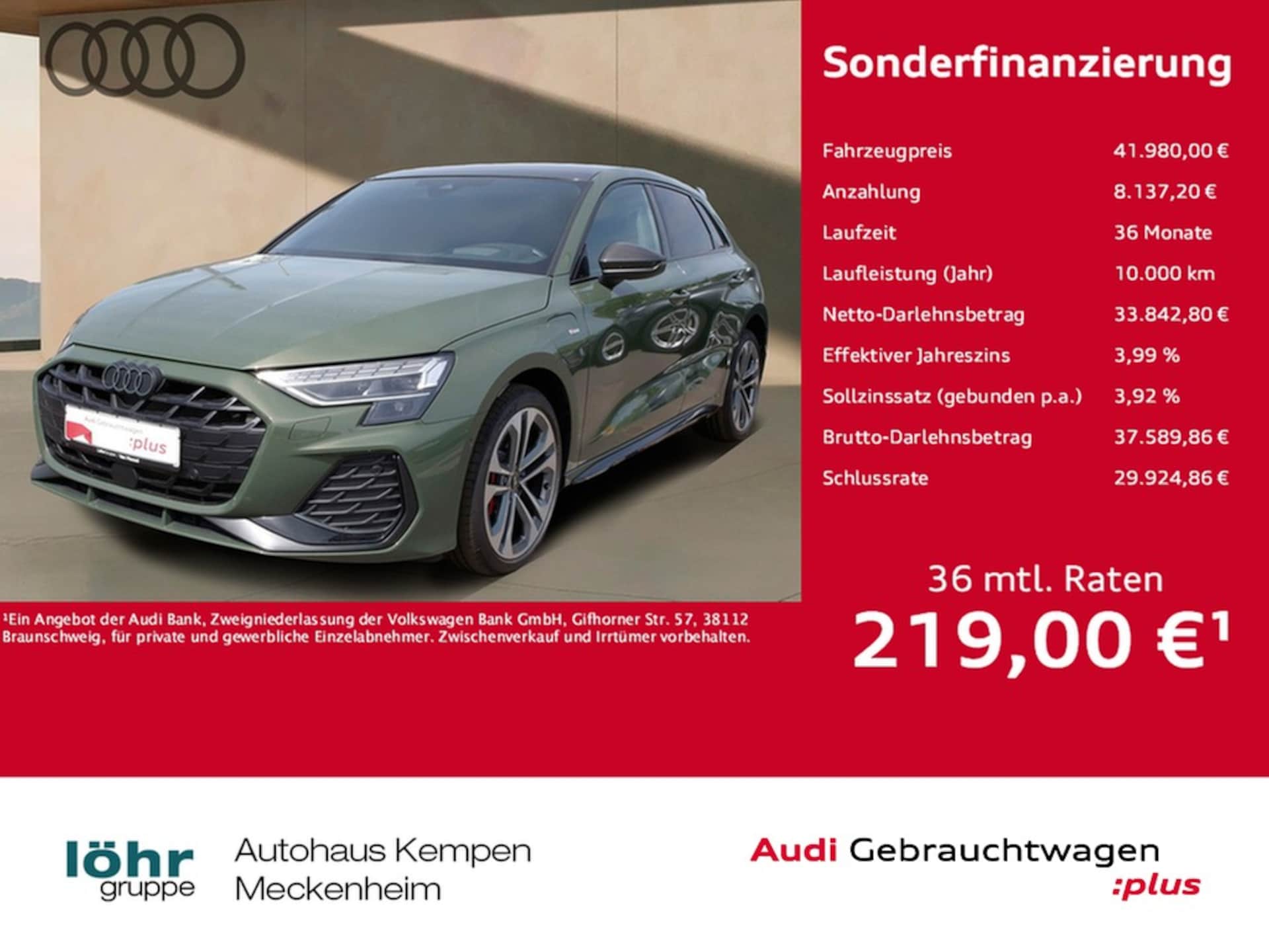Audi A3 Sportback TFSI e S line