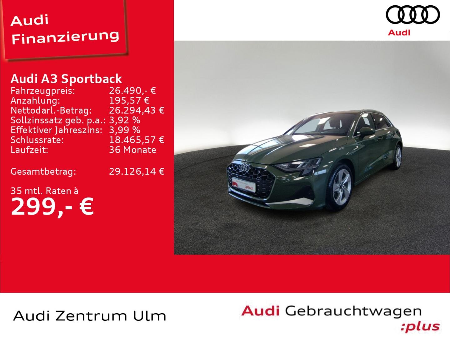Bild über Audi A3 Sportback advanced 35 TFSI Schaltgetriebe - für weitere Informationen kontaktieren Sie den Audi Partner