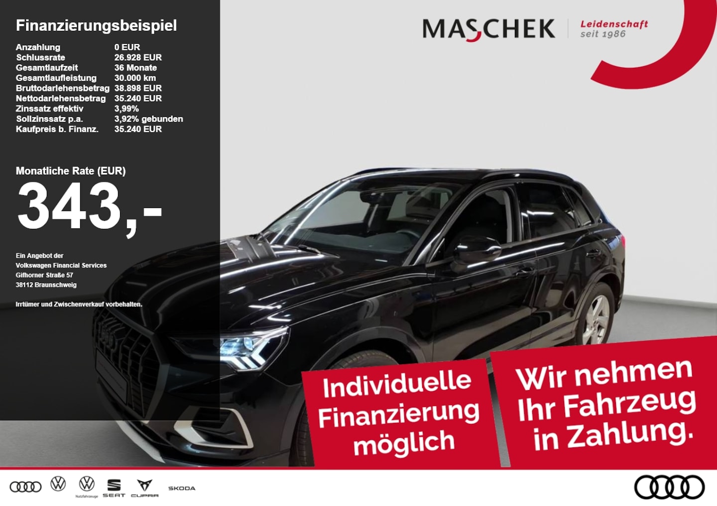 Bild über Audi Q3 advanced 40 TDI quattro S tronic - für weitere Informationen kontaktieren Sie den Audi Partner