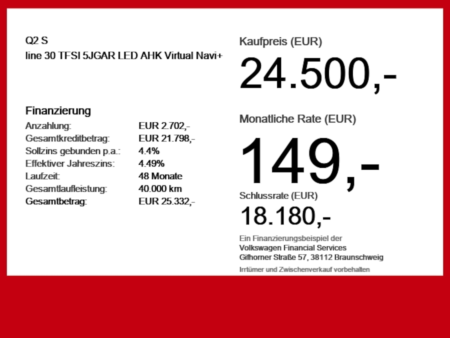 Bild über Audi Q2 S line 30 TFSI Schaltgetriebe - für weitere Informationen kontaktieren Sie den Audi Partner