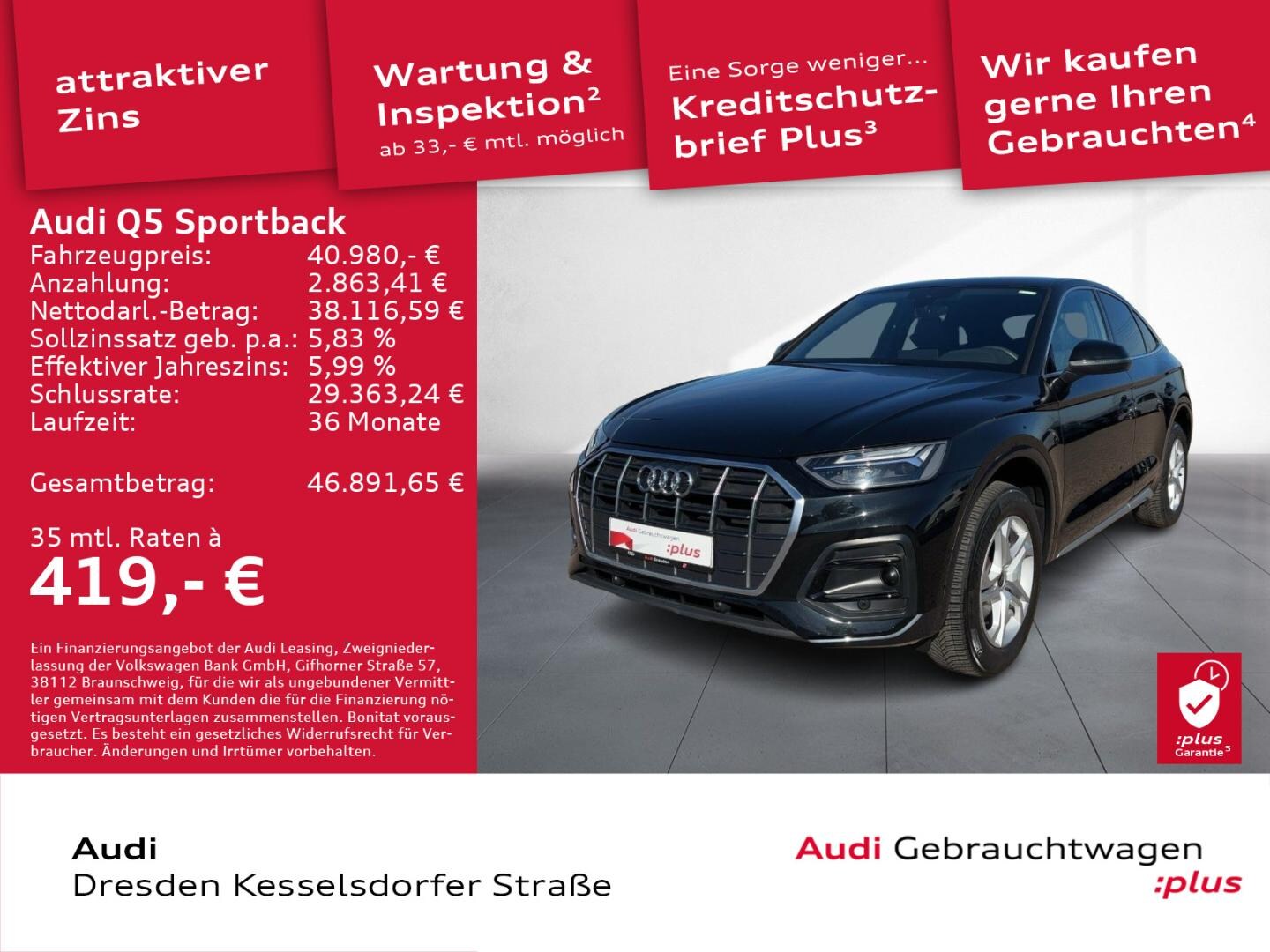Bild über Audi Q5 Sportback 40 TFSI quattro S tronic - für weitere Informationen kontaktieren Sie den Audi Partner
