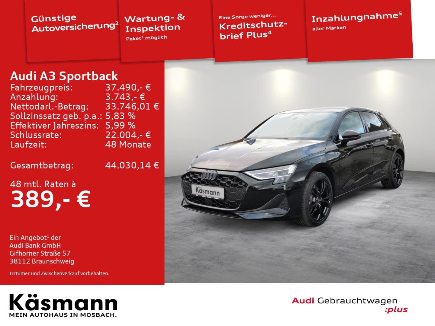 Bild über Audi A3 Sportback TFSI e TFSI e 150 kW S tronic - für weitere Informationen kontaktieren Sie den Audi Partner