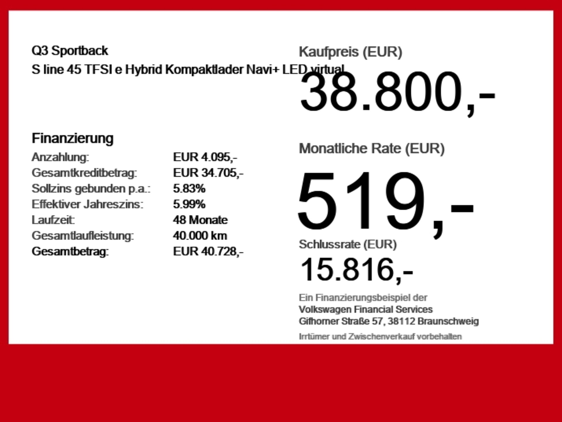 Audi Q3 Sportback TFSI e S line