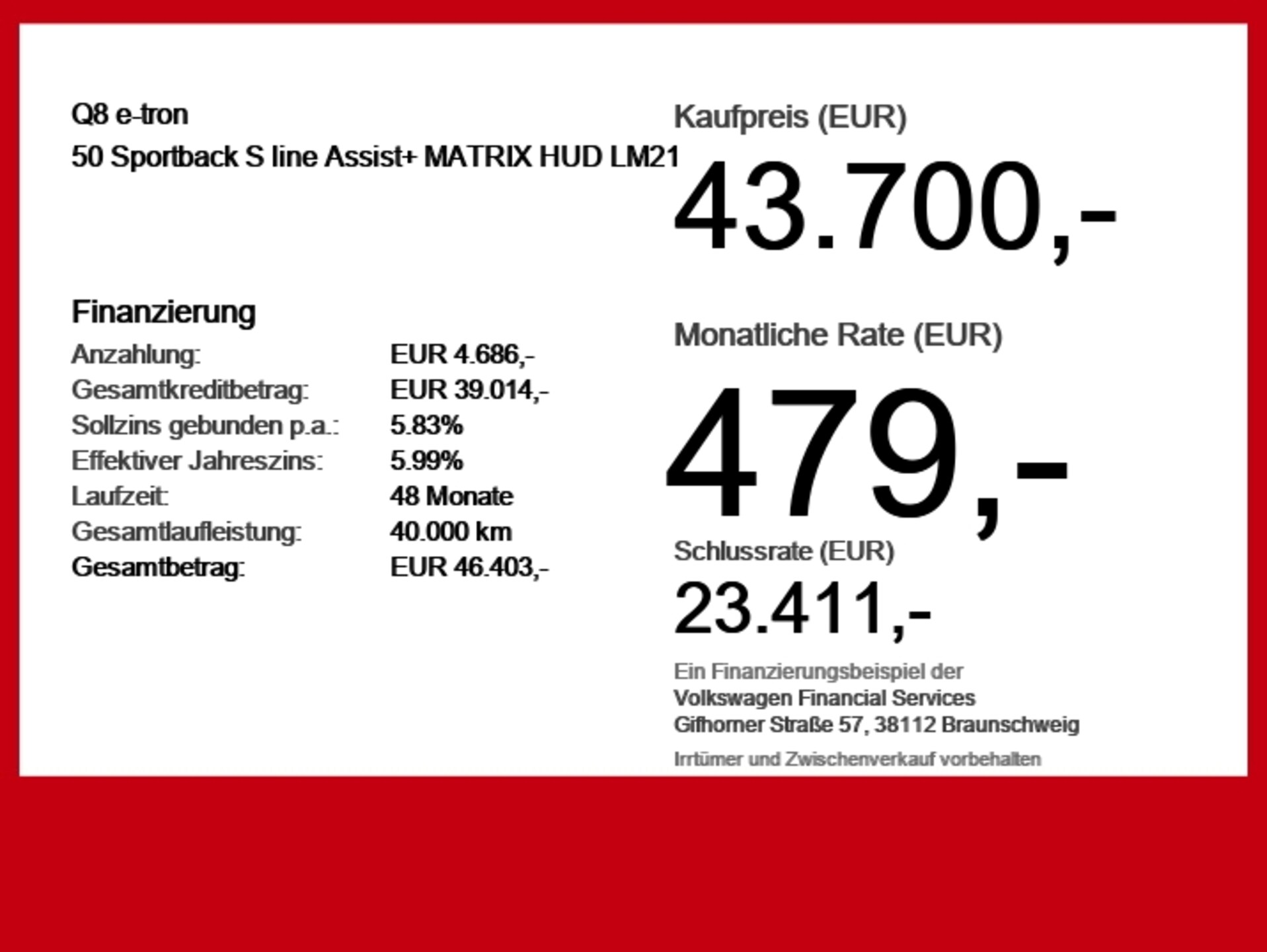 Audi Q8 Sportback e-tron S line
