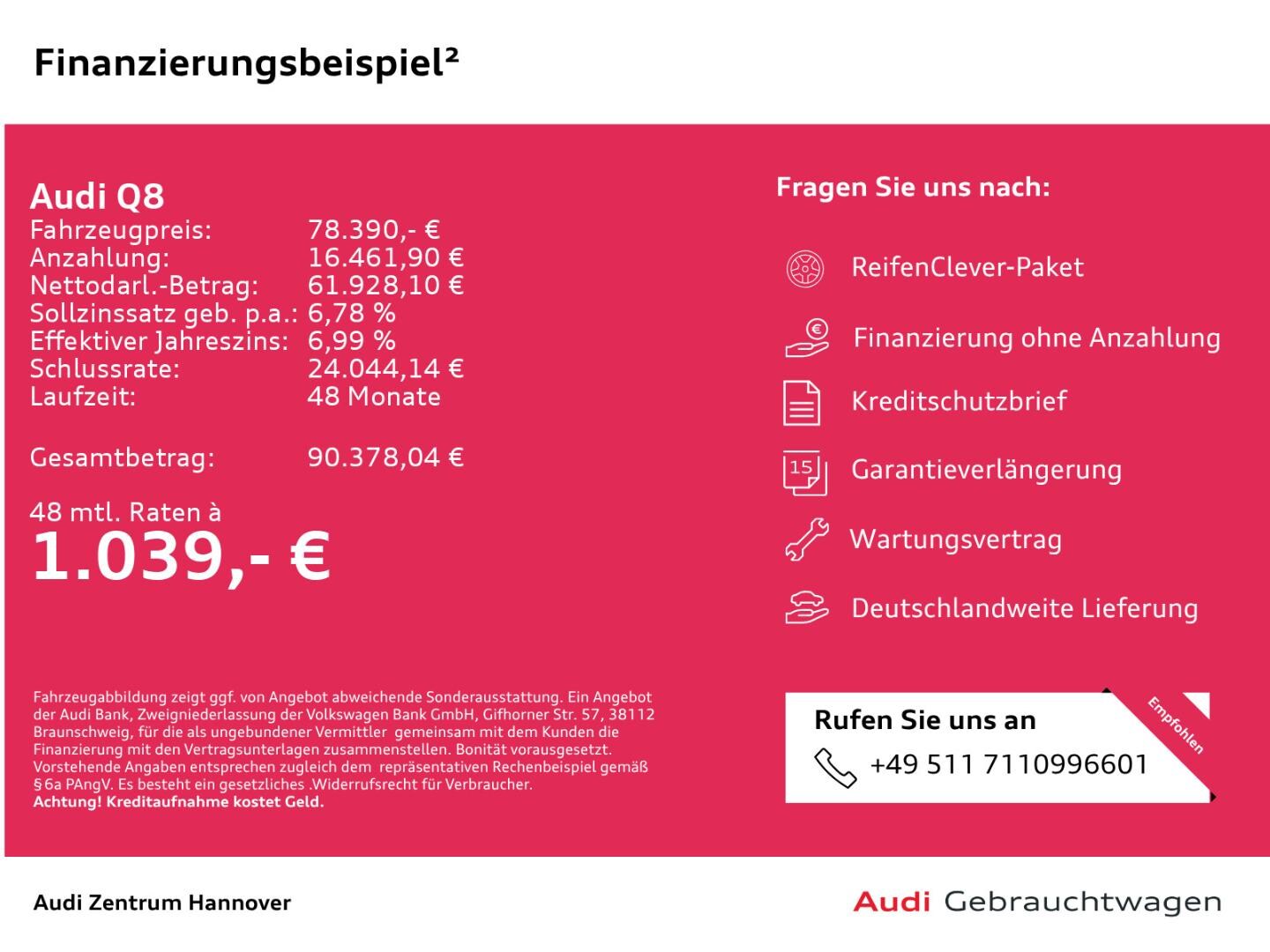 Bild über Audi Q8 SUV 50 TDI quattro tiptronic - für weitere Informationen kontaktieren Sie den Audi Partner
