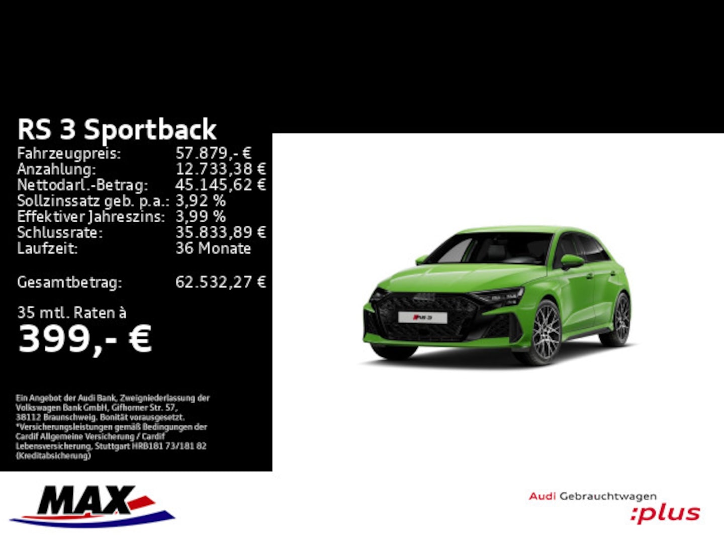 Bild über Audi RS 3 Sportback TFSI quattro S tronic - für weitere Informationen kontaktieren Sie den Audi Partner