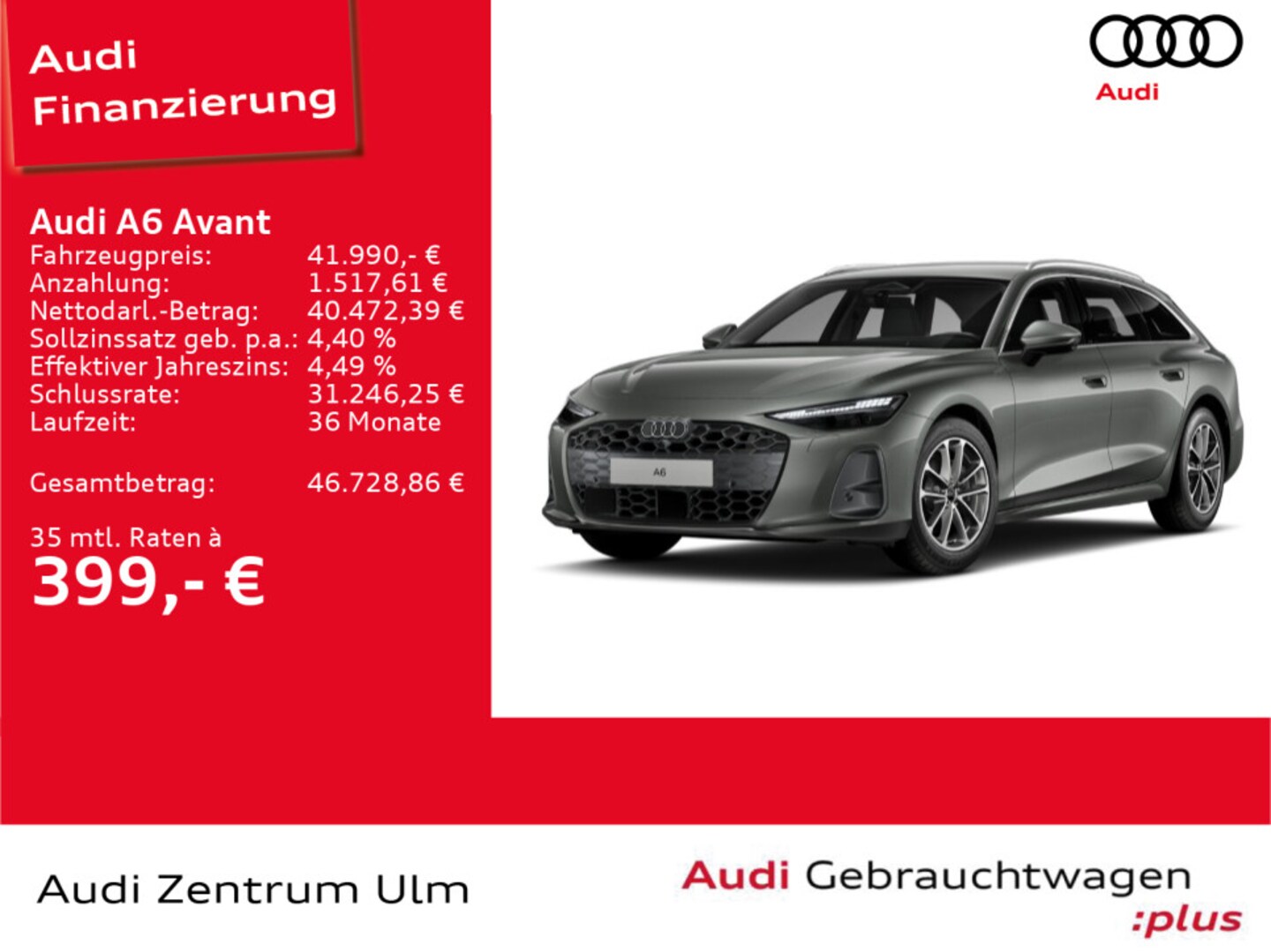 Bild über Audi A6 Avant TFSI 150 kW S tronic - für weitere Informationen kontaktieren Sie den Audi Partner