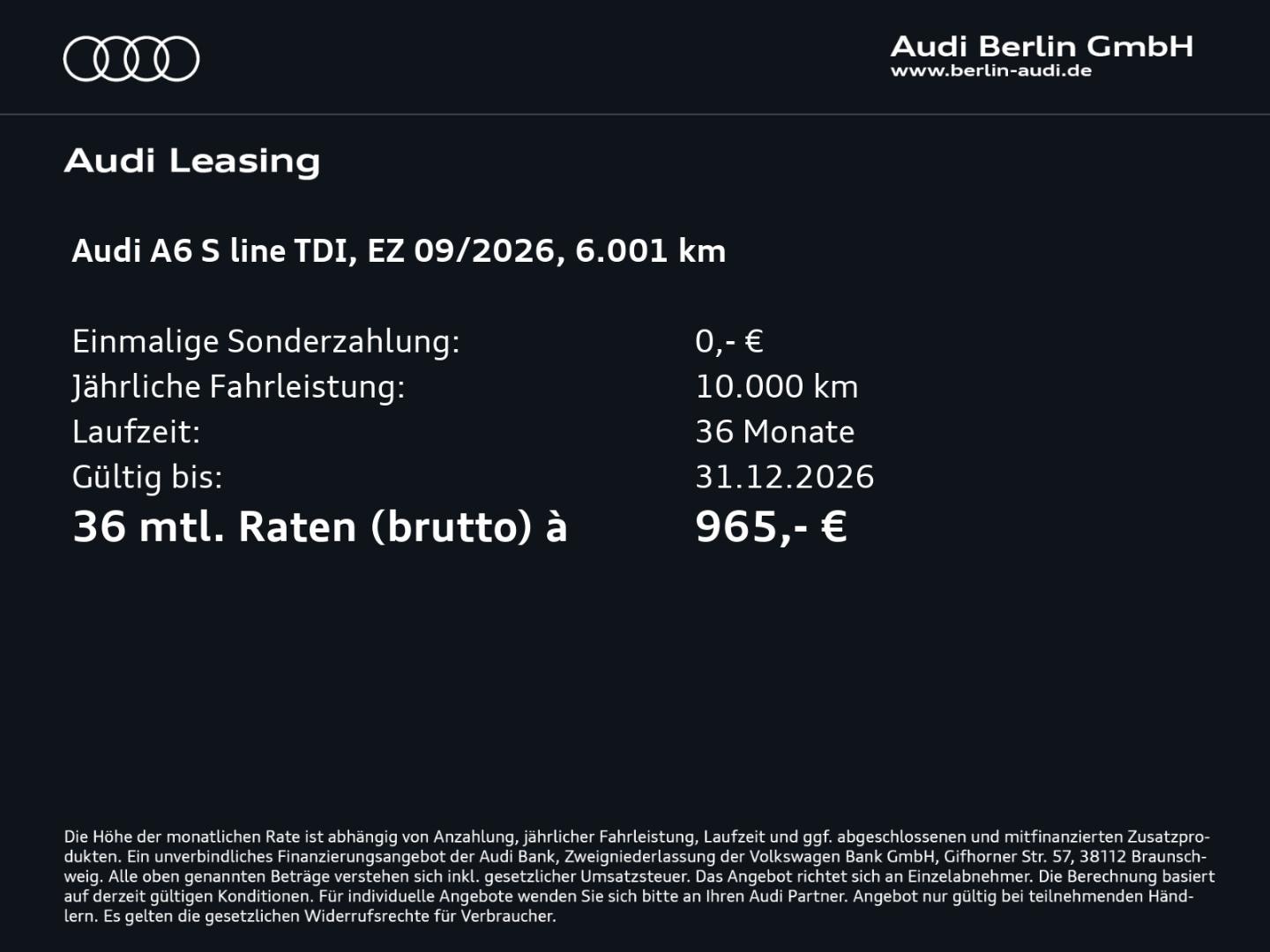 Bild über Audi A6 Limousine TDI quattro 150 kW S tronic - für weitere Informationen kontaktieren Sie den Audi Partner