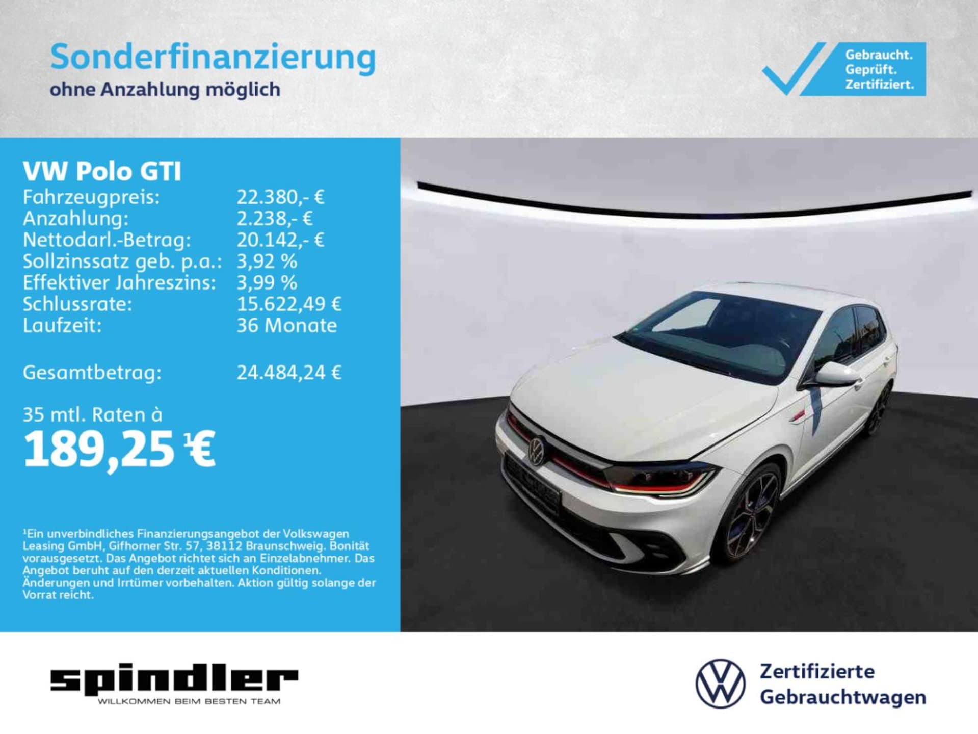 Volkswagen Polo 2023 — Polo GTI 2.0 TSI DSG / IQ.Drive, Matrix, CarPlay
