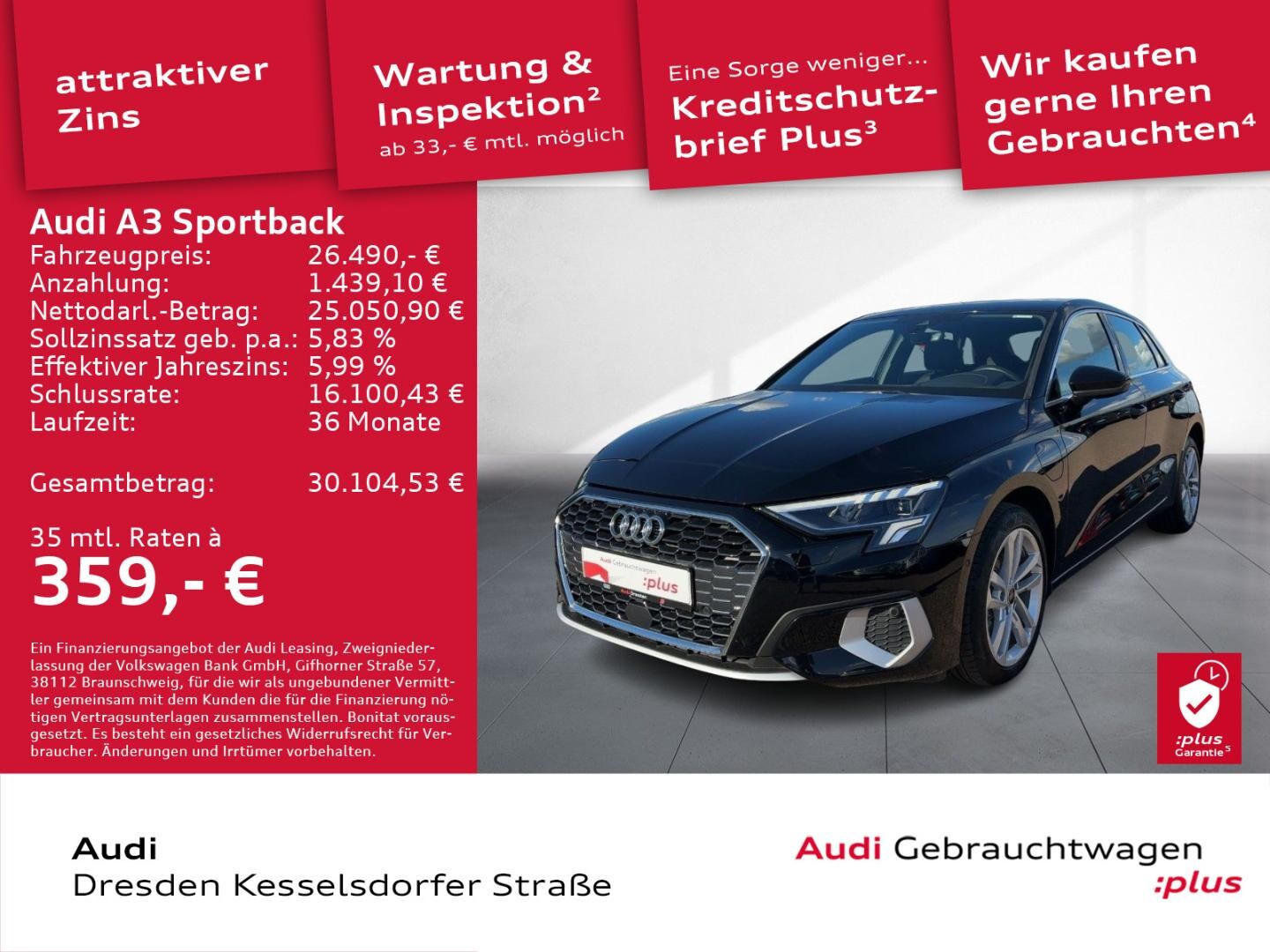 Bild über Audi A3 Sportback TFSI e advanced 40 TFSI e S tronic - für weitere Informationen kontaktieren Sie den Audi Partner