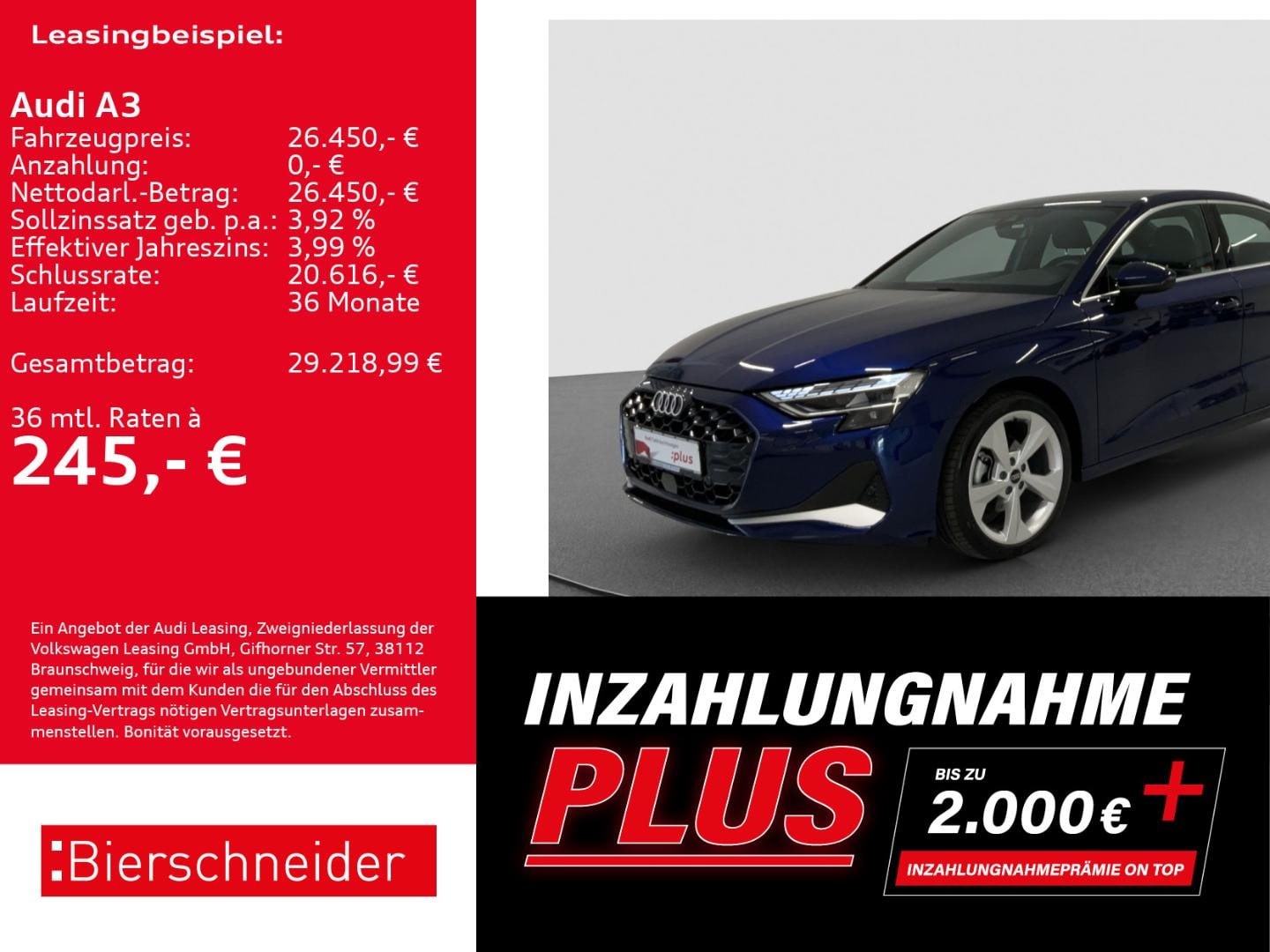 Bild über Audi A3 Limousine advanced 35 TDI S tronic - für weitere Informationen kontaktieren Sie den Audi Partner