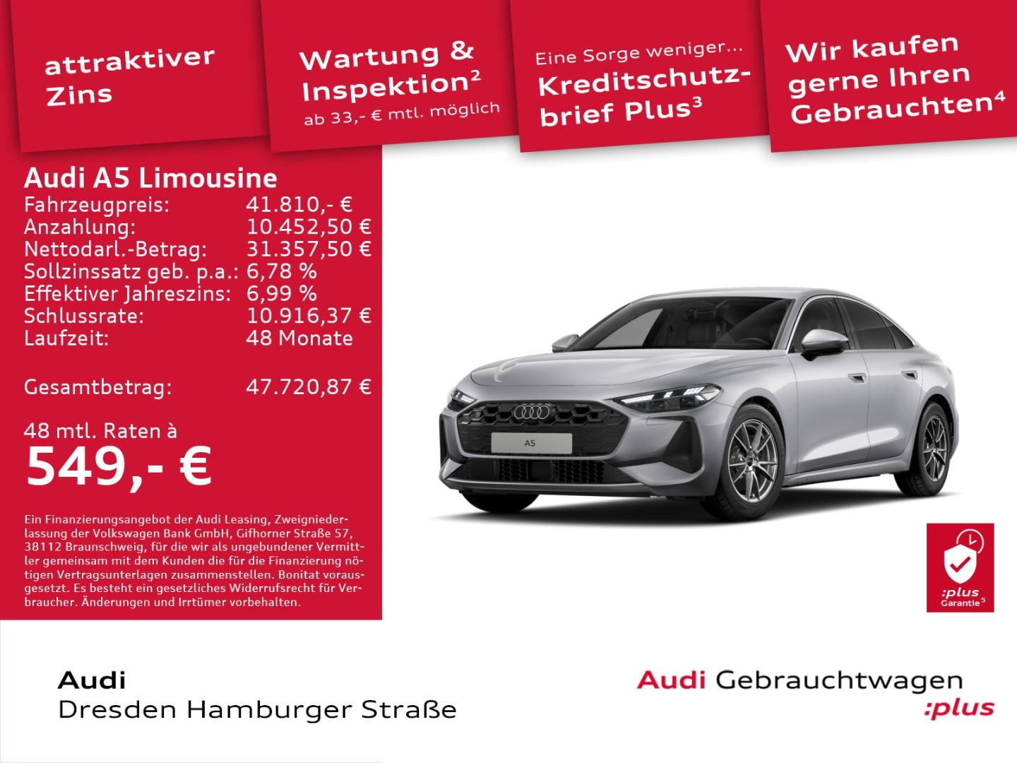 Bild über Audi A5 Limousine TDI 150 kW S tronic - für weitere Informationen kontaktieren Sie den Audi Partner