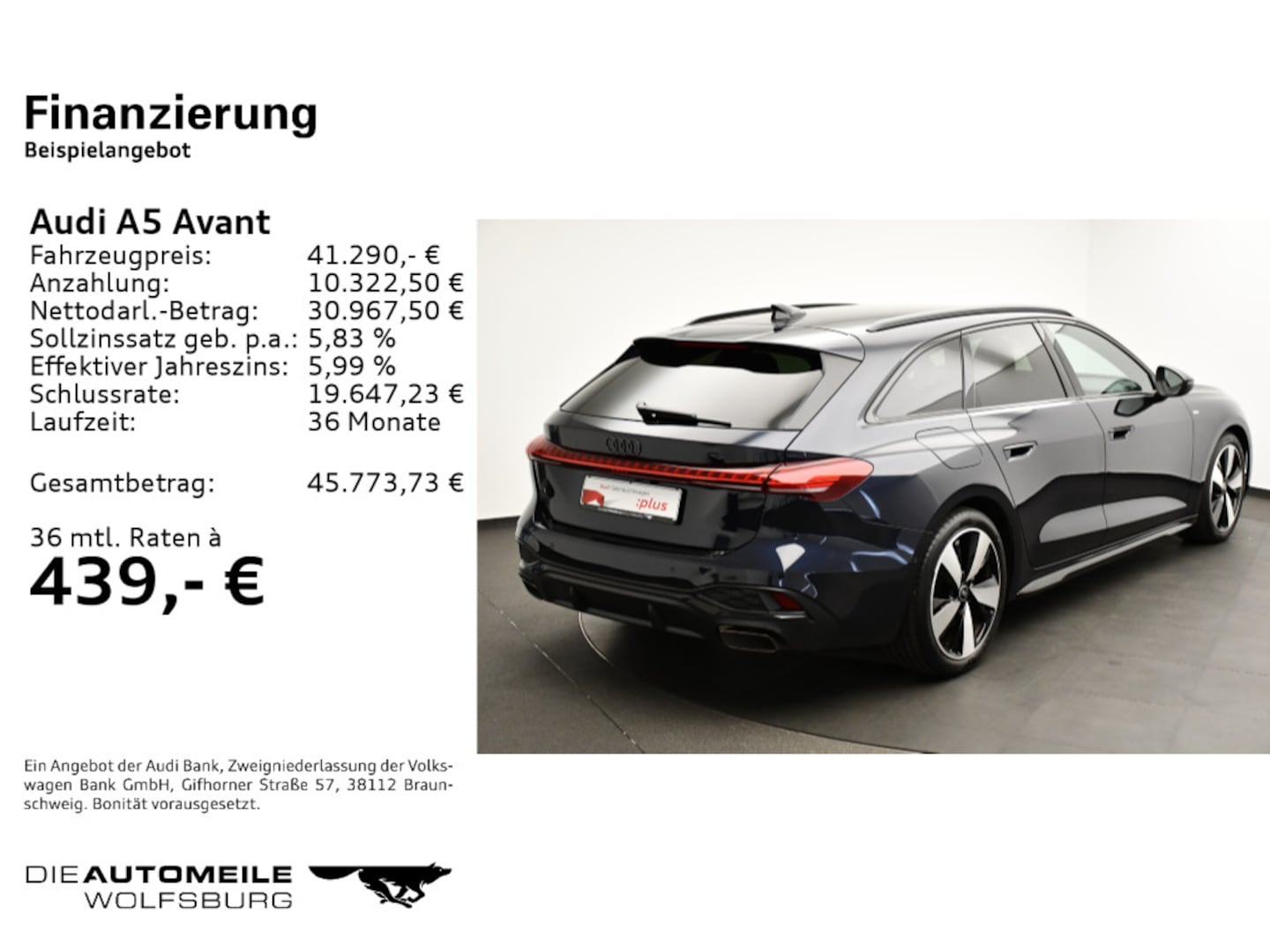 Bild über Audi A5 Avant TFSI 150 kW S tronic - für weitere Informationen kontaktieren Sie den Audi Partner