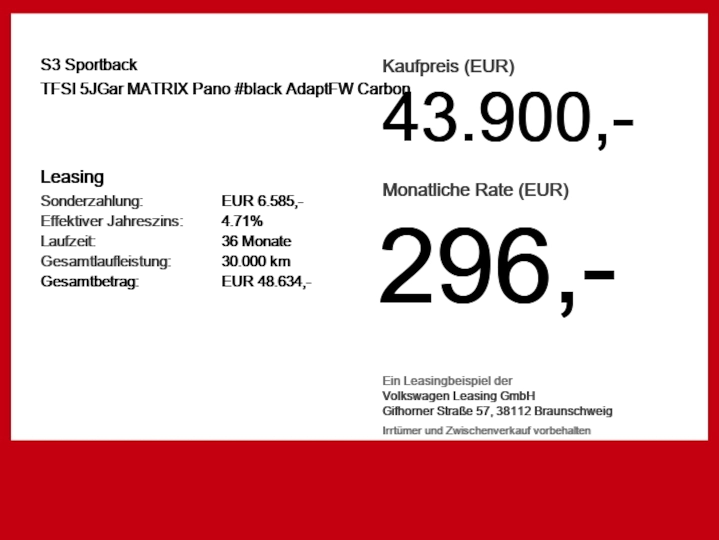 Bild über Audi S3 Sportback TFSI quattro S tronic - für weitere Informationen kontaktieren Sie den Audi Partner