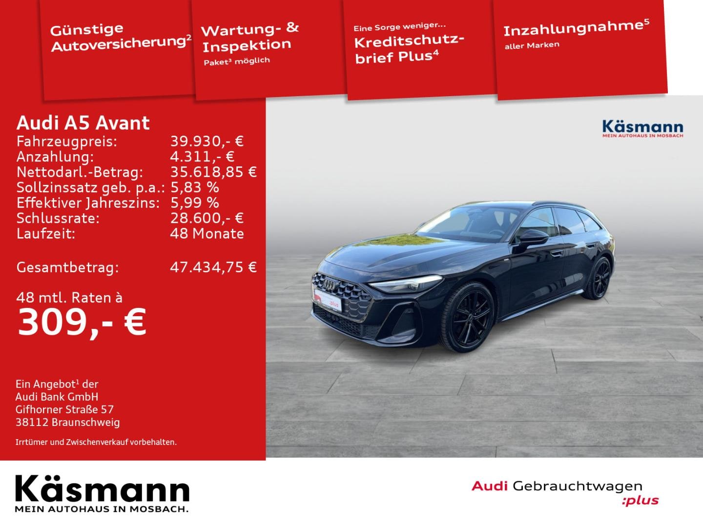Bild über Audi A5 Avant TDI 150 kW S tronic - für weitere Informationen kontaktieren Sie den Audi Partner