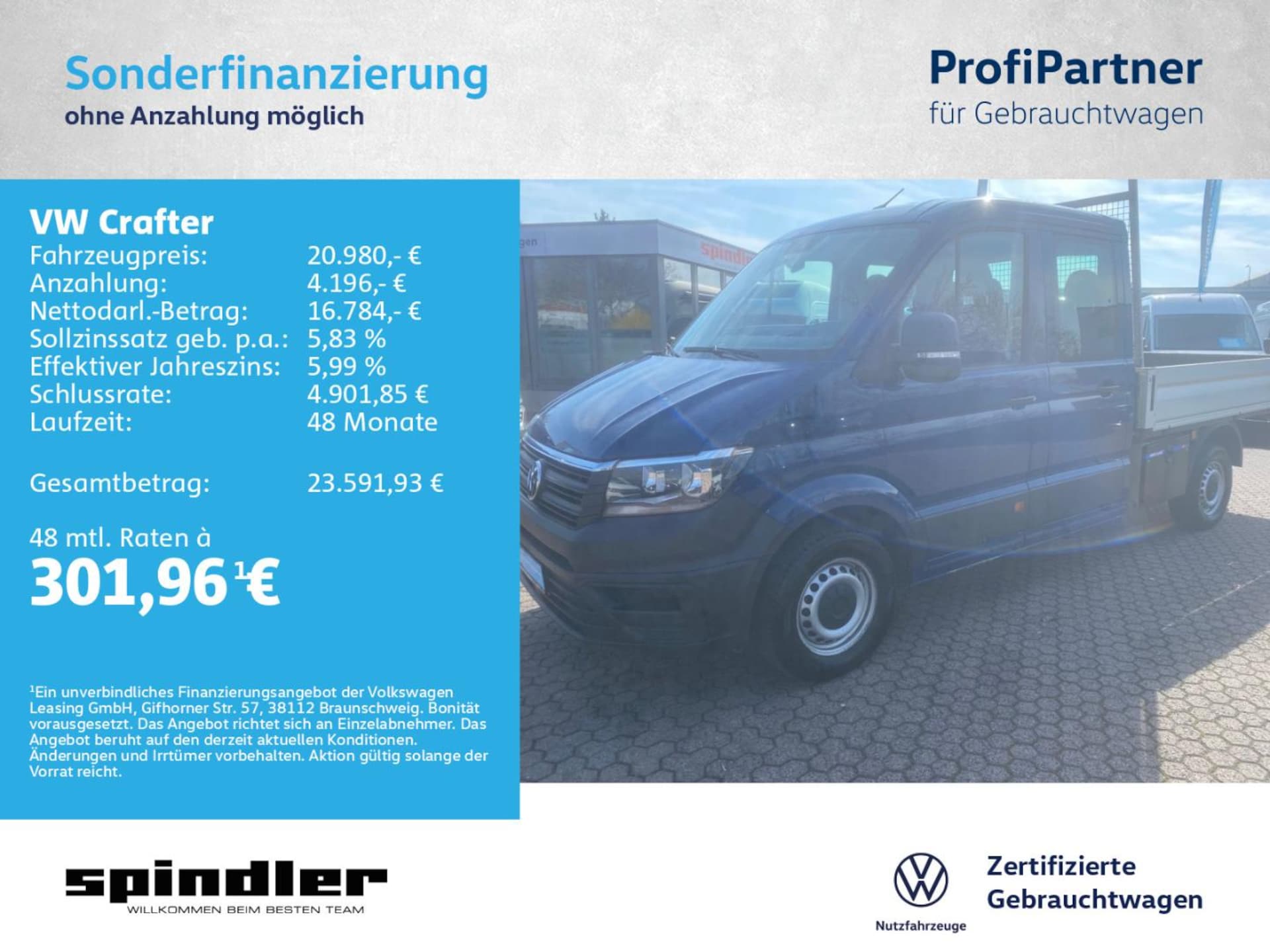 Volkswagen Crafter Doppelkabine mittlerer Radstand