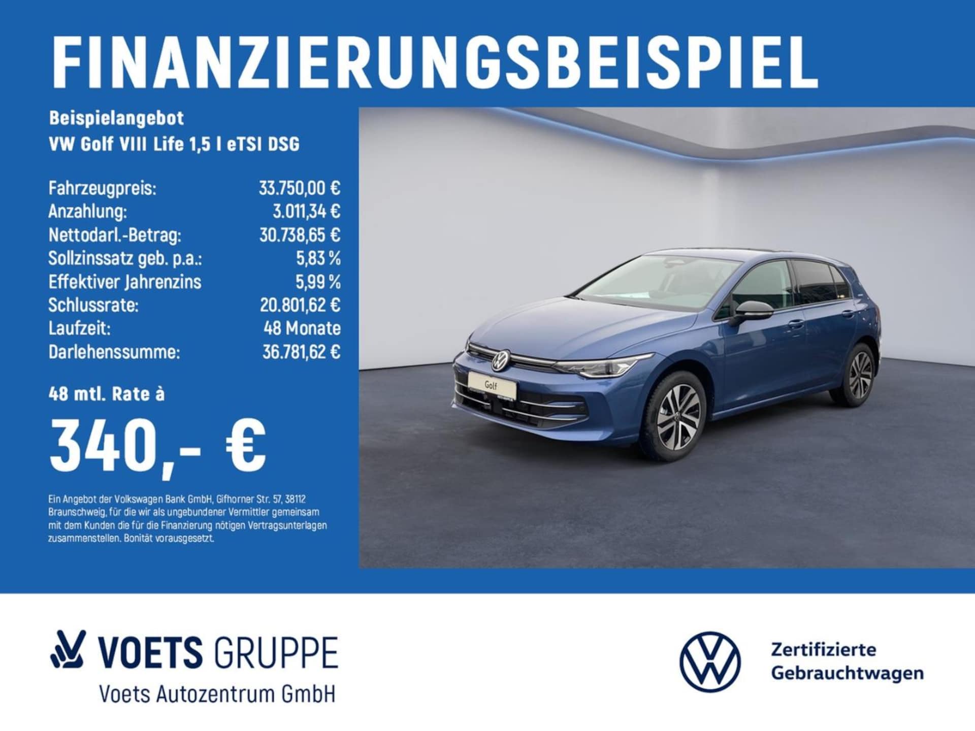 Volkswagen Golf — Volkswagen Golf Golf VIII Life 1,5 l eTSI DSG LANEASSIST