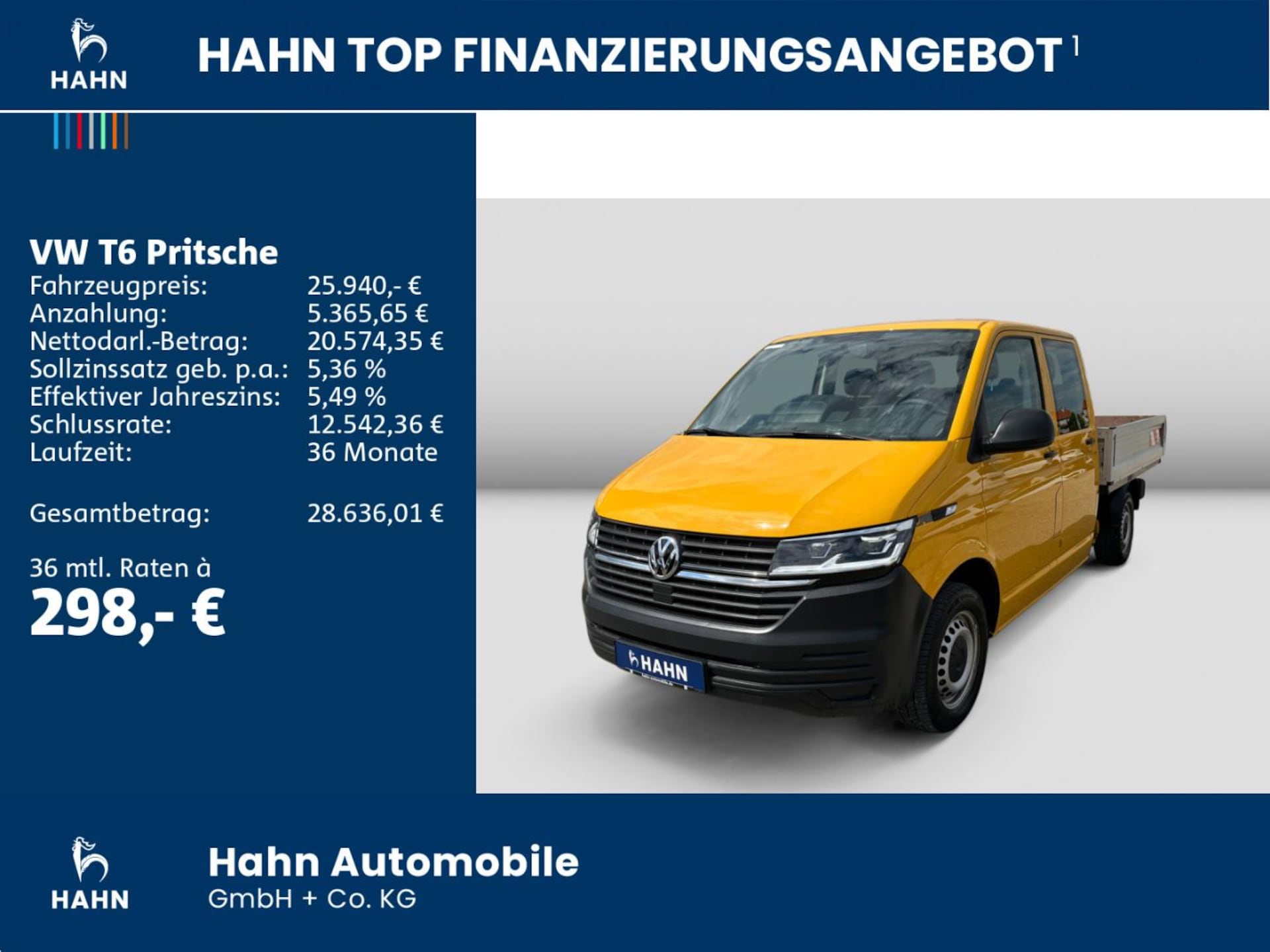 Volkswagen T6.1 Transporter Pritschenwagen Doppelkabine