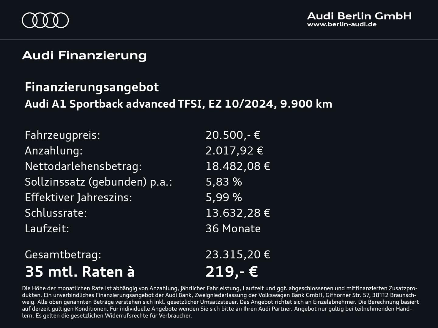 Bild über Audi A1 Sportback advanced 25 TFSI S tronic - für weitere Informationen kontaktieren Sie den Audi Partner