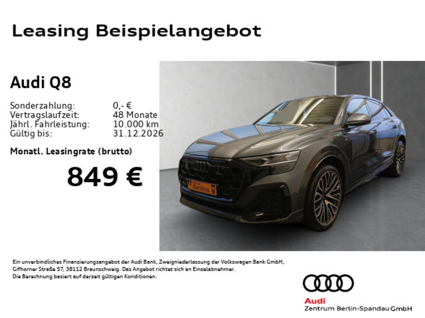 Bild über Audi Q8 SUV S line business TDI quattro 210 kW tiptronic - für weitere Informationen kontaktieren Sie den Audi Partner