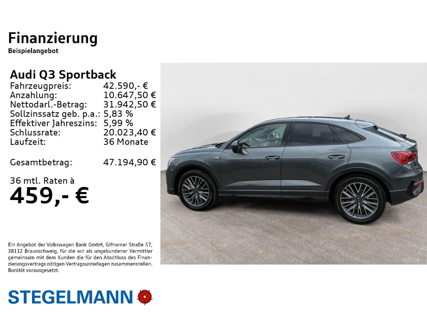 Bild über Audi Q3 Sportback S line 45 TFSI quattro S tronic - für weitere Informationen kontaktieren Sie den Audi Partner