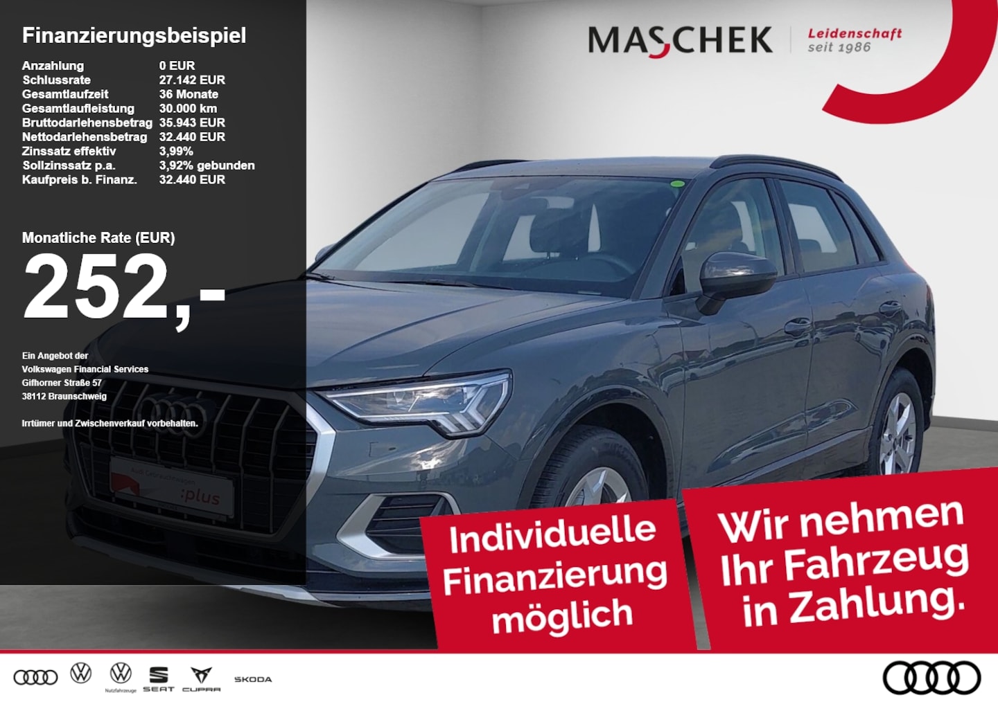 Bild über Audi Q3 advanced 40 TDI quattro S tronic - für weitere Informationen kontaktieren Sie den Audi Partner